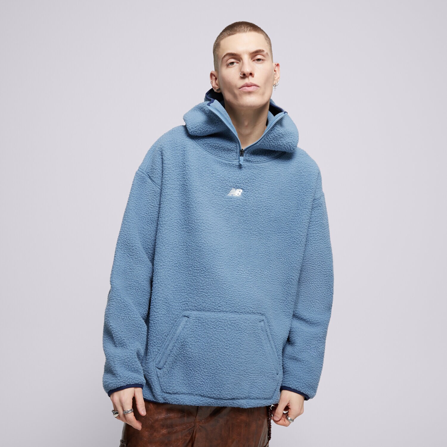 Muške dukserice NEW BALANCE VESTA S KAPULJAČOM HOOPS SHERPA TOP MT44584HEB plava