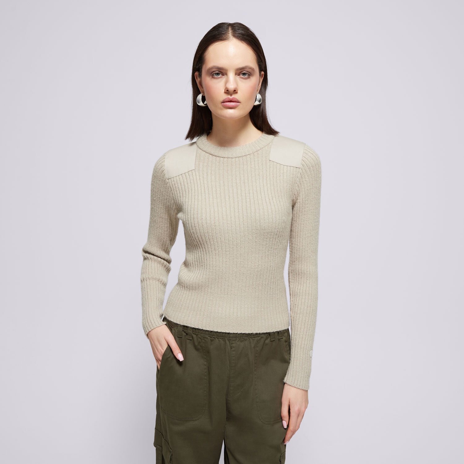Ženske dukserice CHAMPION PULOVER CREWNECK SWEATER 117495ES057 bež