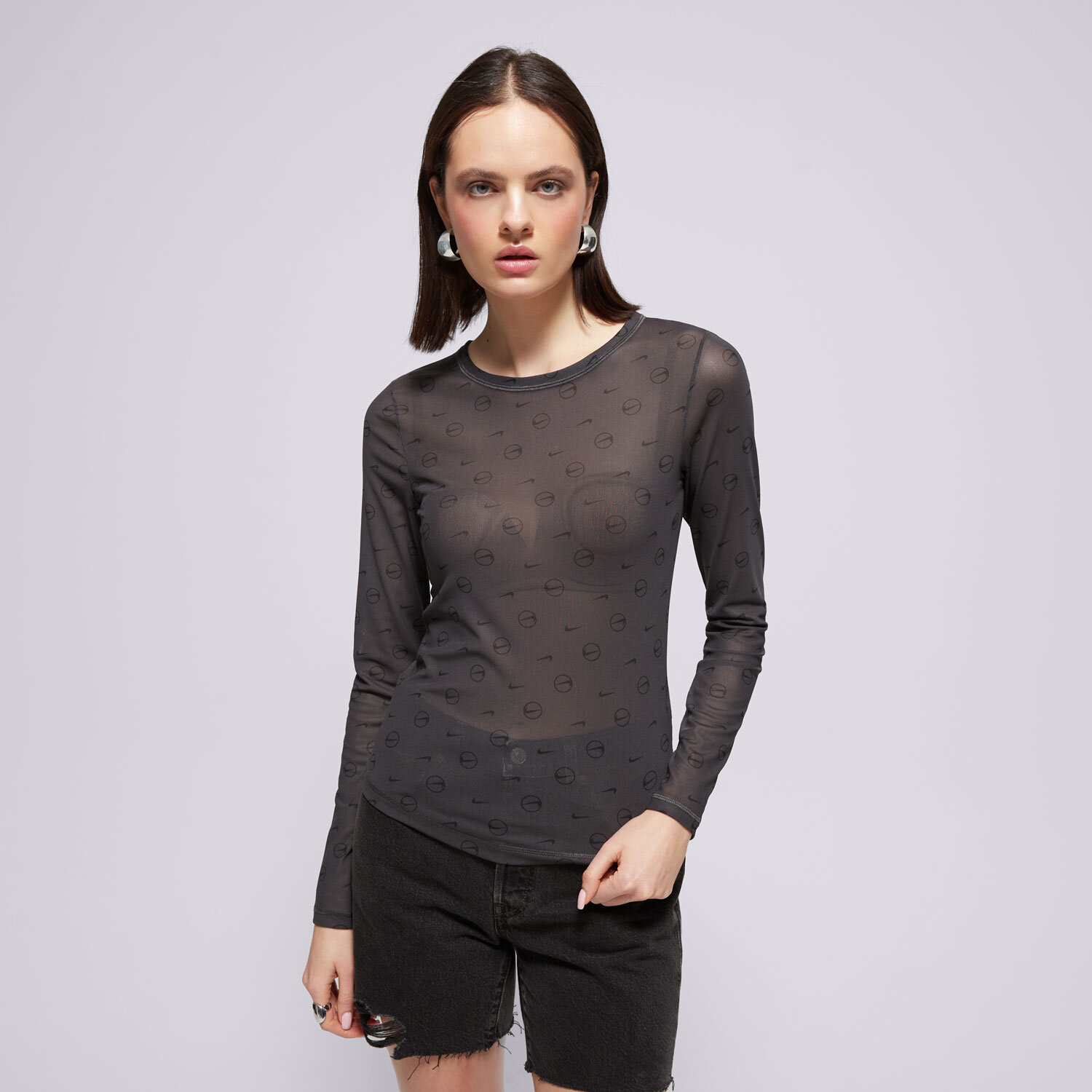 Ženske majice NIKE T-SHIRT W NSW LS SHEER TOP SW HQ3753-060 siva