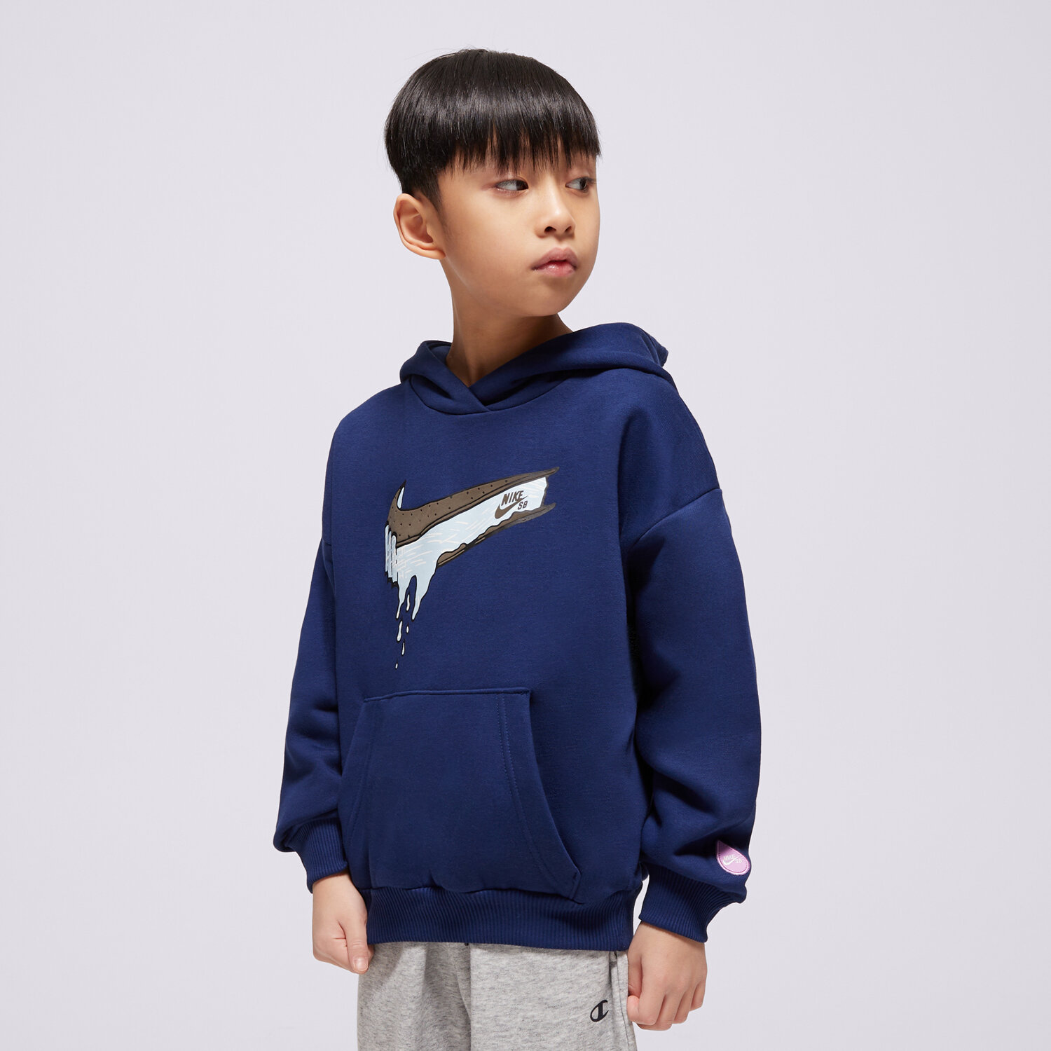 Dječje dukserice NIKE VESTA S KAPULJAČOM K NIKE SB FLC HOODIE BOY HF8801-492 tamno plava