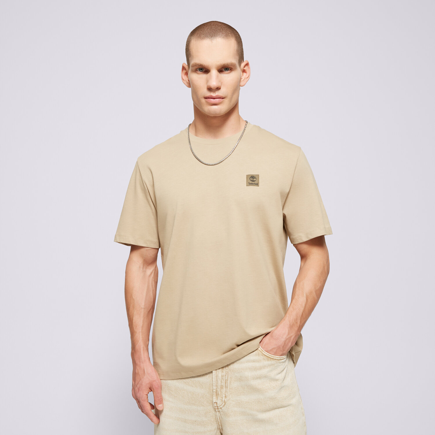 Muške majice TIMBERLAND T-SHIRT SHORT SLEEVE WOVEN BADGE TEE LEMON PEPPER TB0A5RCEDH41 bež