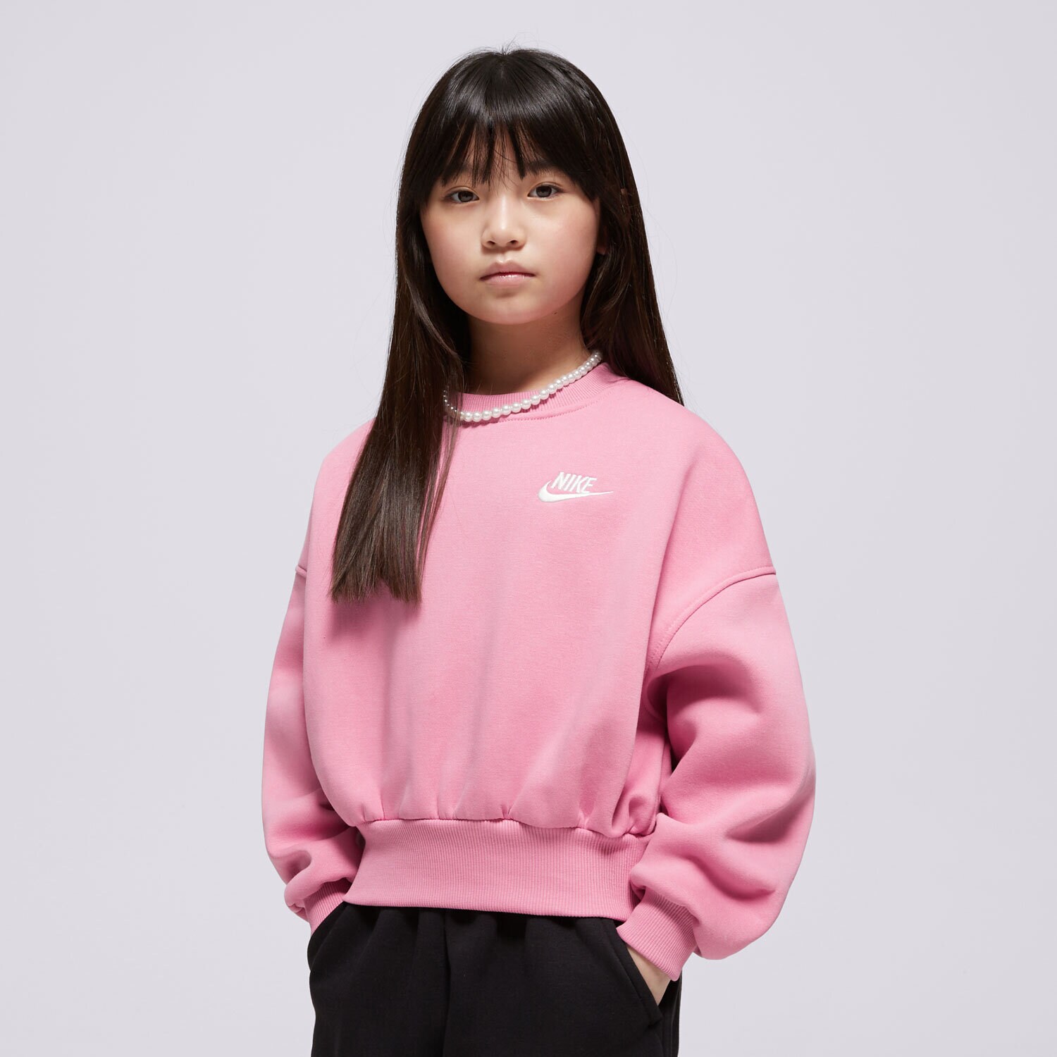 Dječje dukserice NIKE VESTA G NSW CLUB FLC BXY CRW LBR GIRL FZ9244-646 ružičasta
