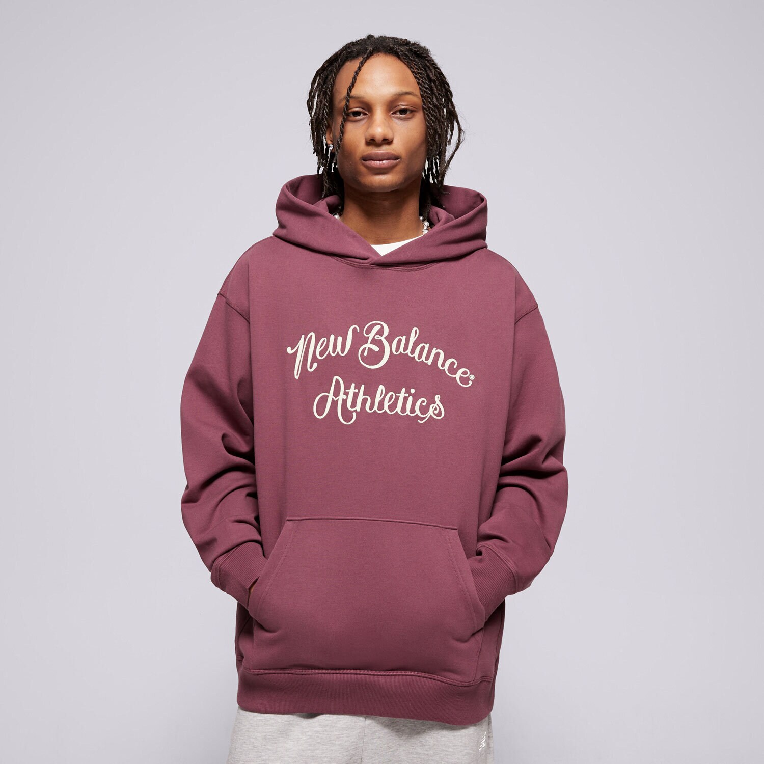 Muške dukserice NEW BALANCE VESTA S KAPULJAČOM ATHLETICS RELAXED LEAGUE HOOD MT51935FDP bordo