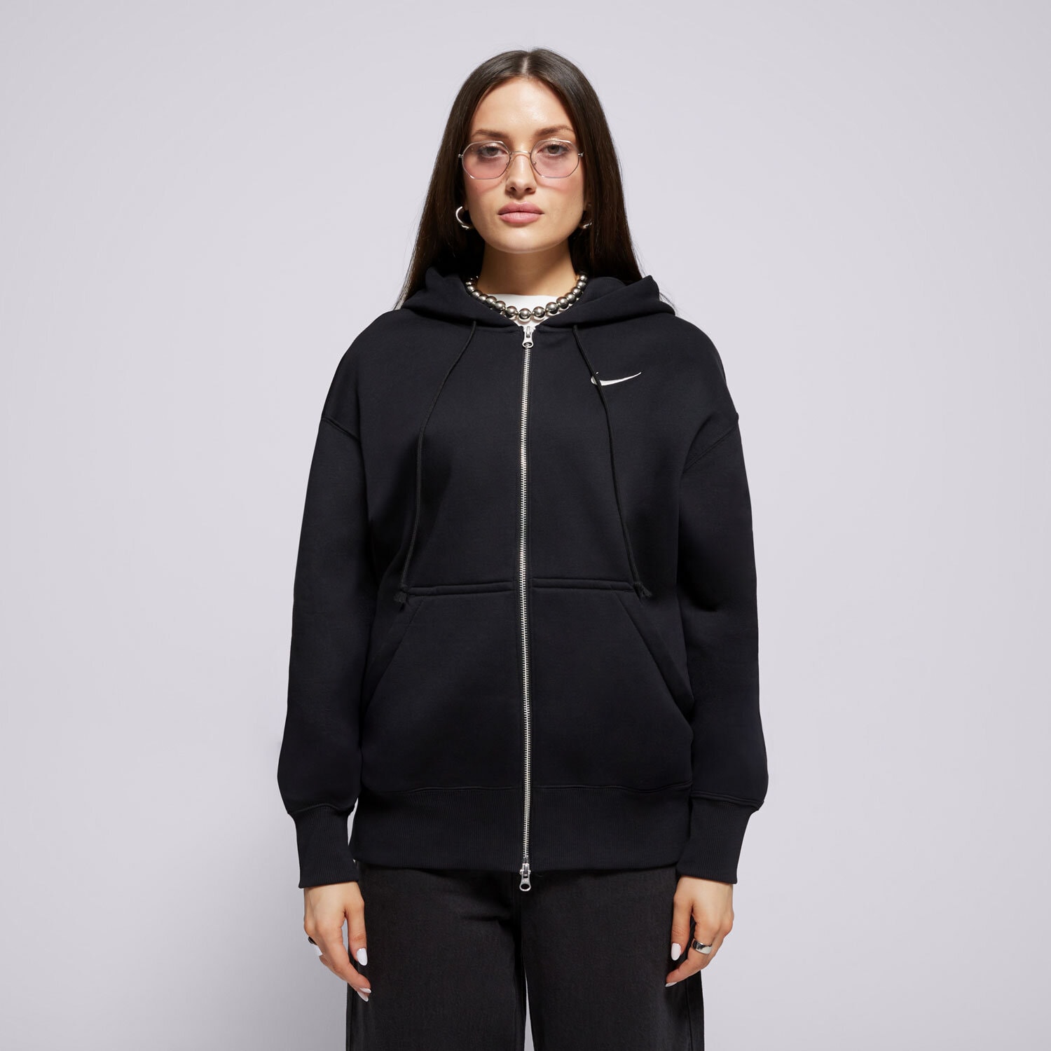Ženske dukserice NIKE VESTA RASKOPČANA W NSW PHNX FLC FZ OS HOODIE PHOENIX DQ5758-010 crna