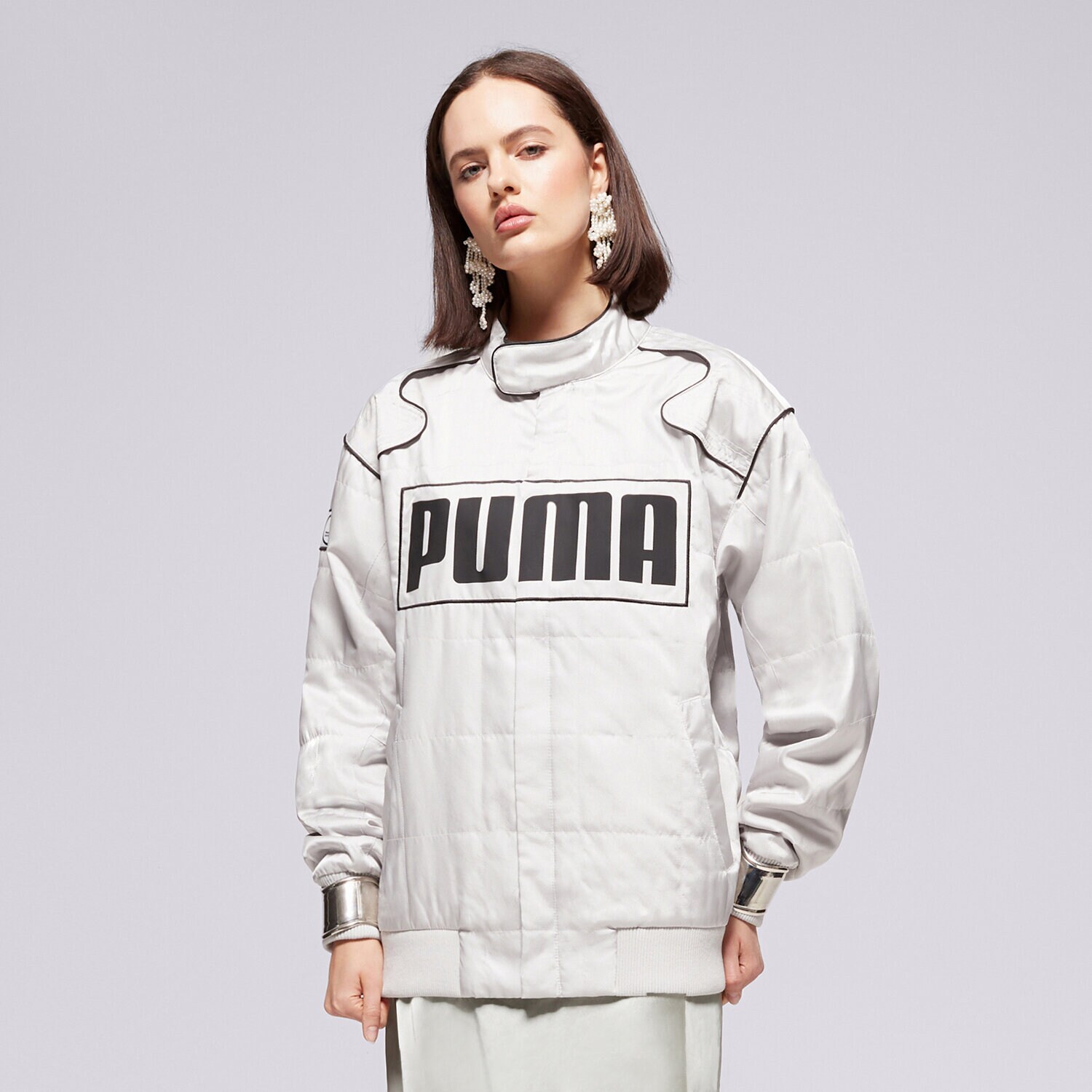 Ženske prijelazne jakne PUMA JAKNA RELAXED RACER JACKET 629914 61 siva