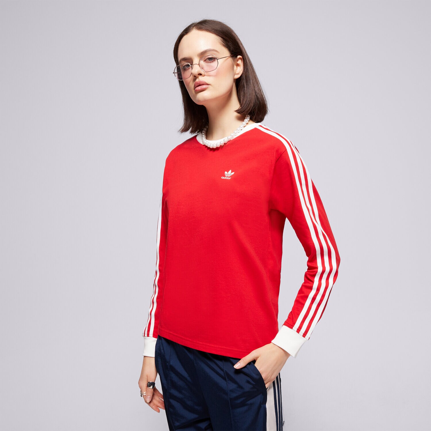 Ženske majice ADIDAS T-SHIRT 3S REGULAR LS JC5777 crvena