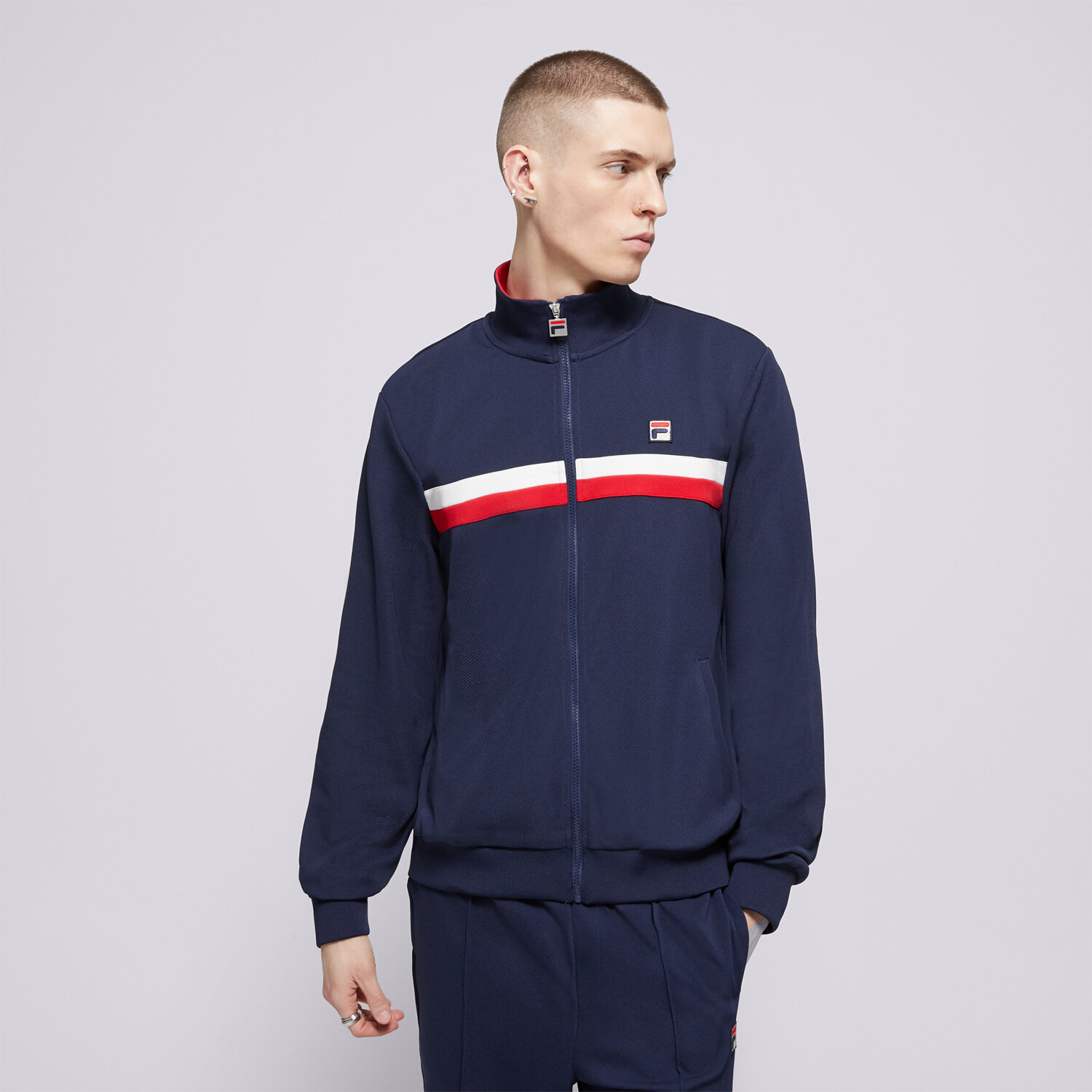 Muške dukserice FILA VESTA RASKOPČANA COLOUR BLOCK TRACK JACKET SS25MH015410 tamno plava