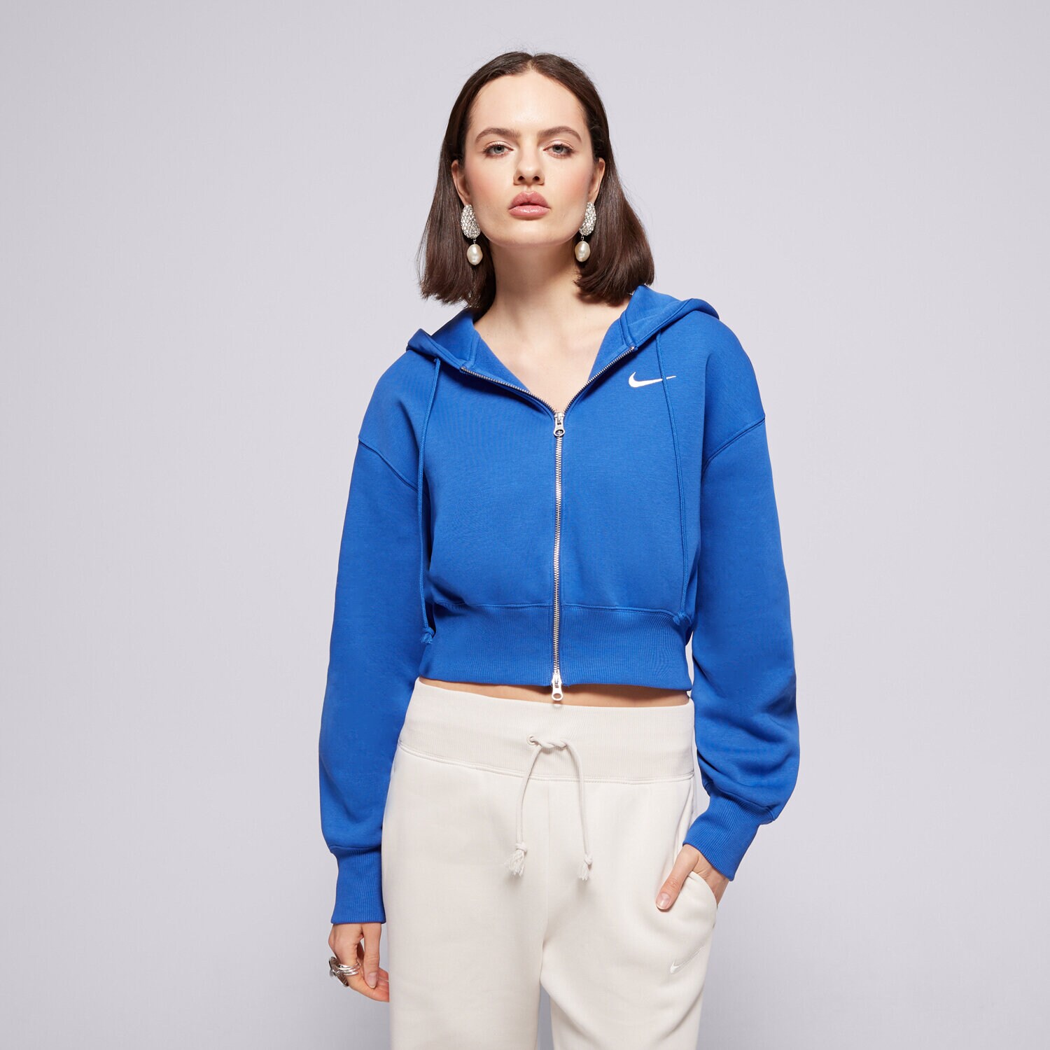 Ženske dukserice NIKE VESTA RASKOPČANA PHNX FLC LSE CROP FZ HDY HJ0940-480 plava