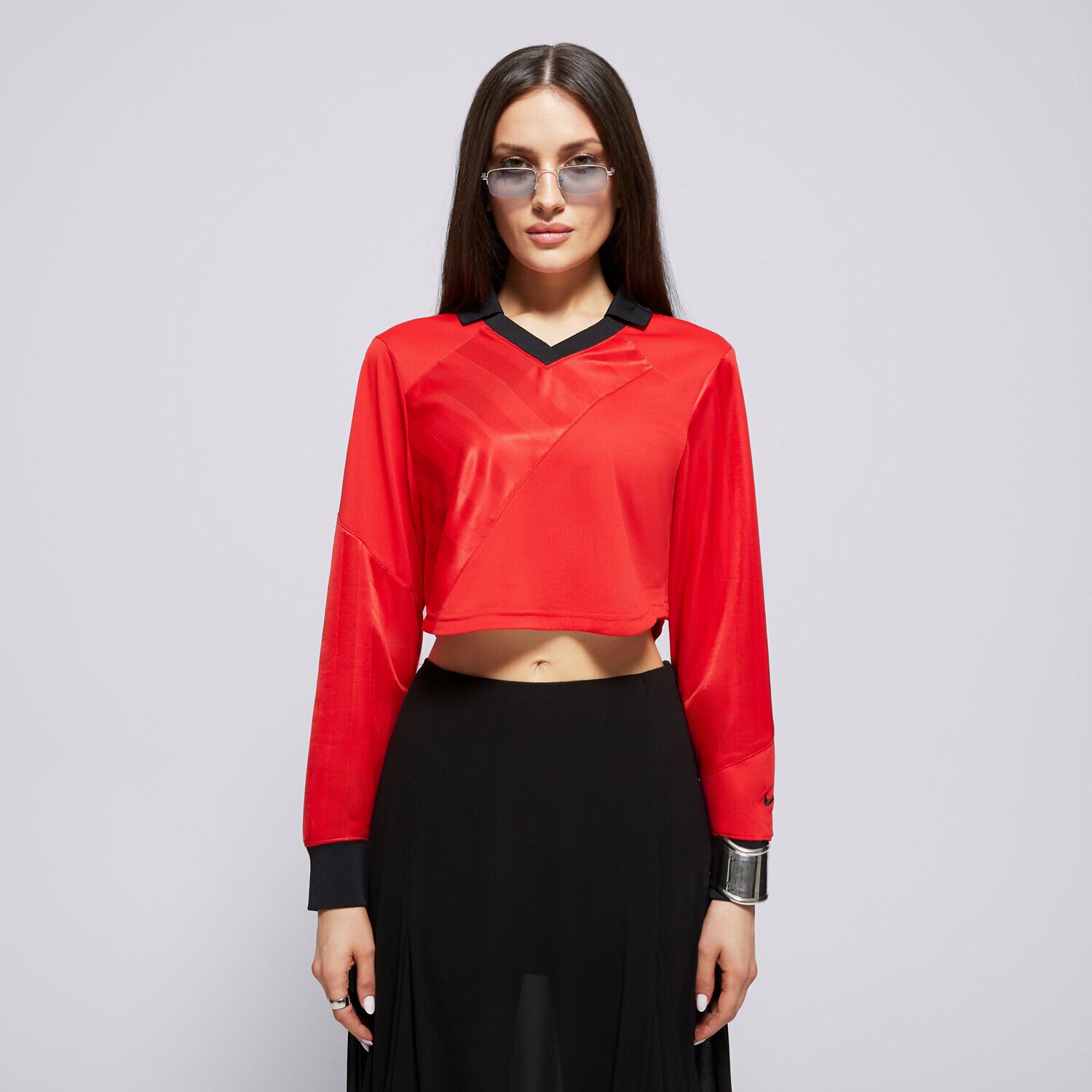 Ženske majice NIKE T-SHIRT W NSW STREET LS CROP JRSY HF9507-657 crvena
