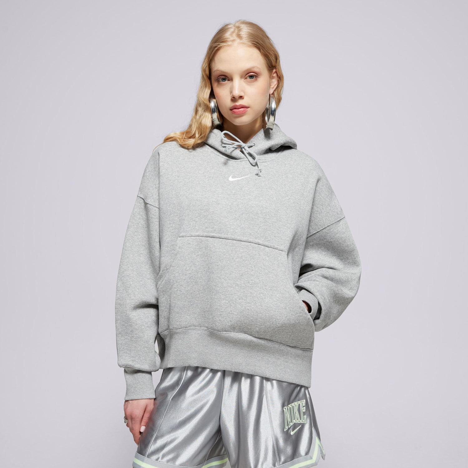 Ženske dukserice NIKE VESTA S KAPULJAČOM W NSW PHNX FLC OOS PO DQ5858-063 siva