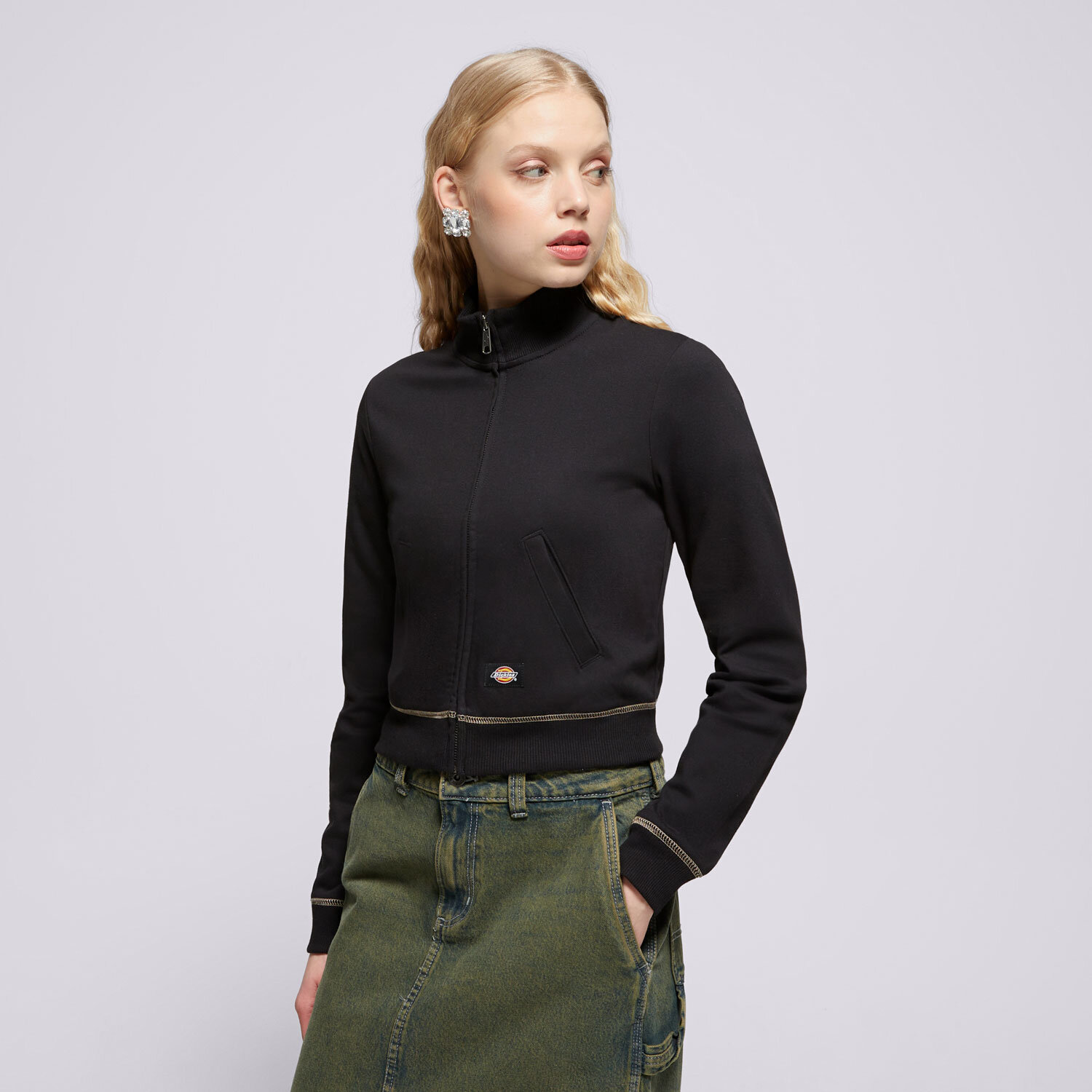 Ženske dukserice DICKIES PULOVER FUNNEL NECKL FZ CARDIGAN W DK0A4Z71BLK1 crna