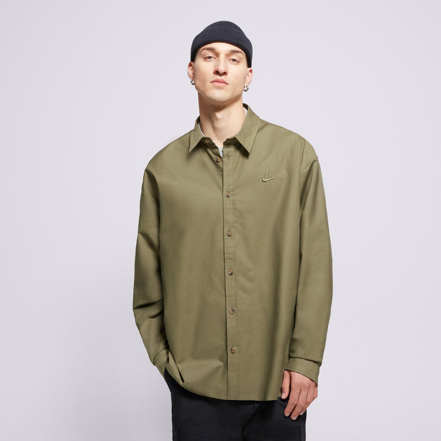 Muške košulje NIKE KOŠULJA M NK CLUB LS OXFORD OS HM9590-222 kaki