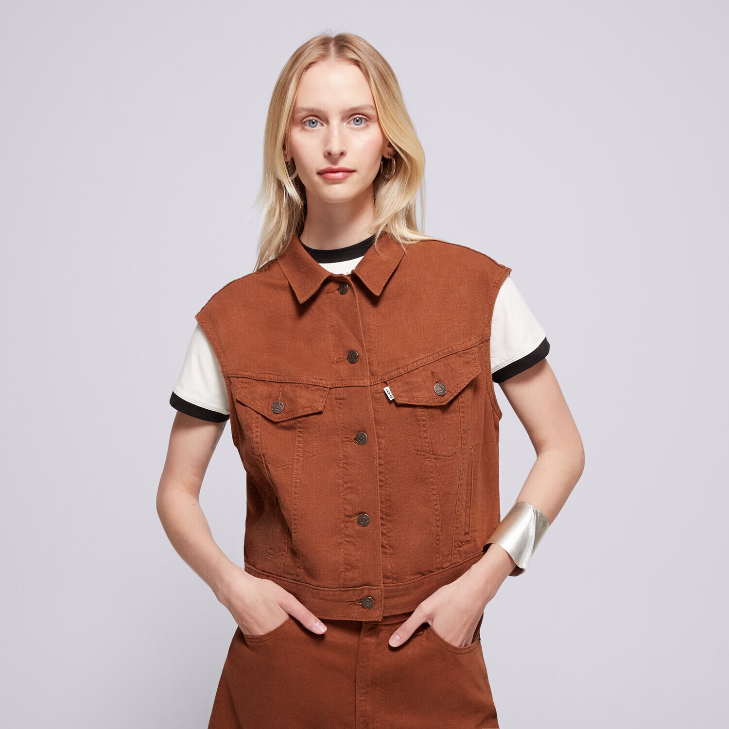 Ženske prsluci LEVI'S PRSLUK SHRUNKEN 90S VEST 001W2-0003 smeđa