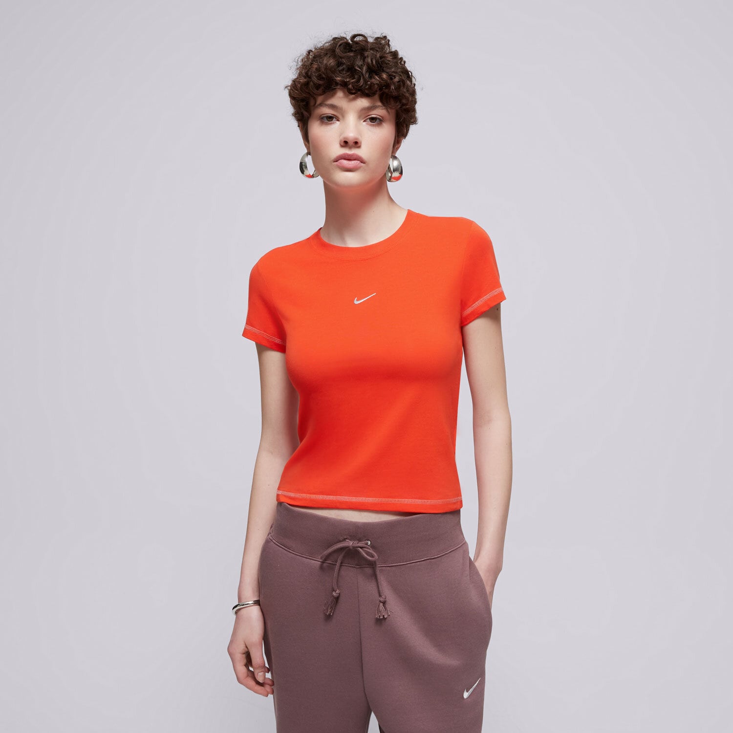 Ženske majice NIKE T-SHIRT W NSW CHLL KNT MD CRP GLS HV6525-633 crvena