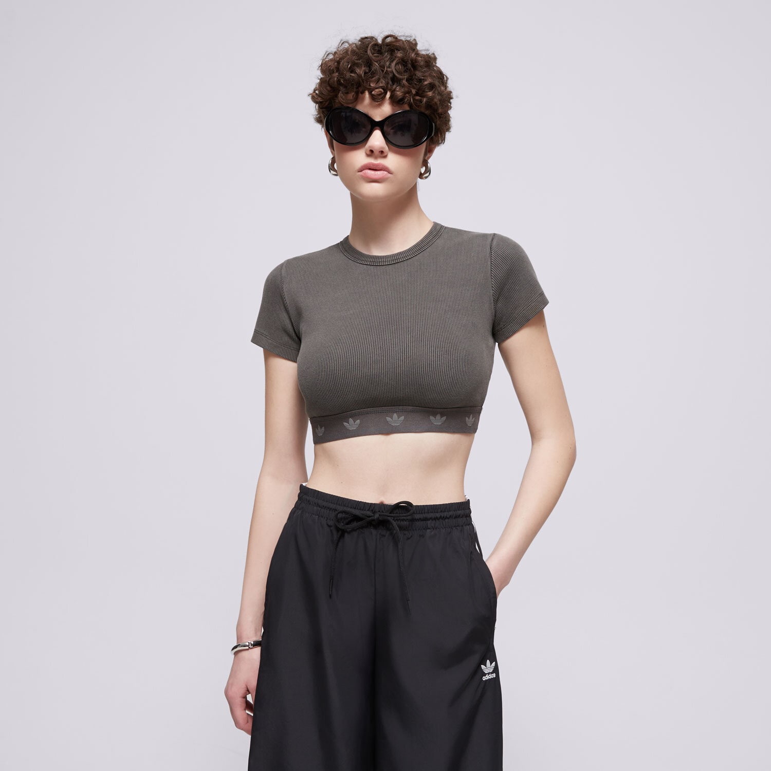Ženske majice ADIDAS T-SHIRT RIB SS TOP JD0041 siva