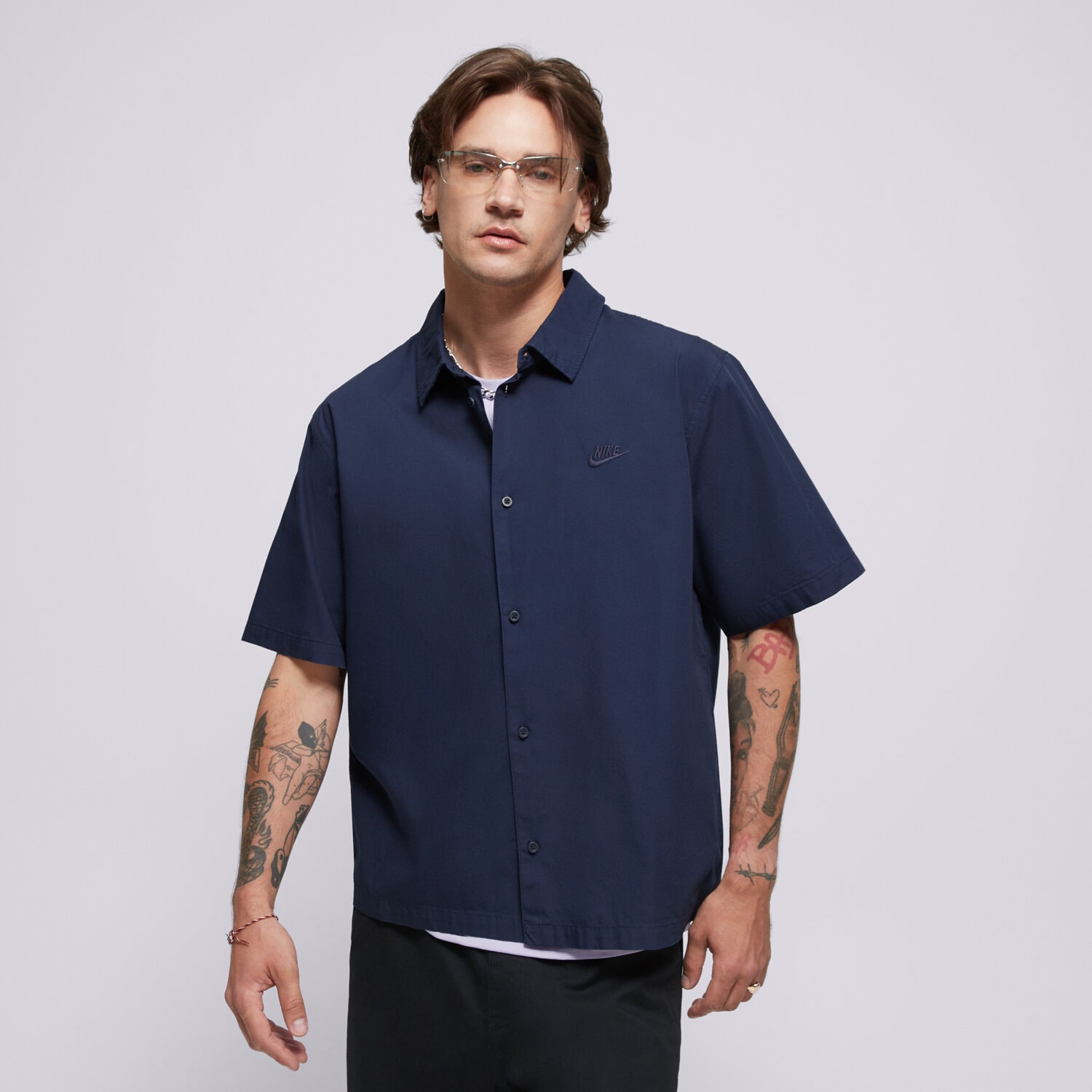 Muške košulje NIKE KOŠULJA M NK CLUB SS BTN SHIRT WSH HJ2029-451 crna