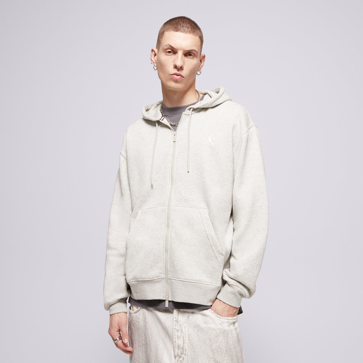 Muške dukserice JORDAN VESTA RASKOPČANA JORDAN BROOKLYN FLEECE FV7289-050 siva
