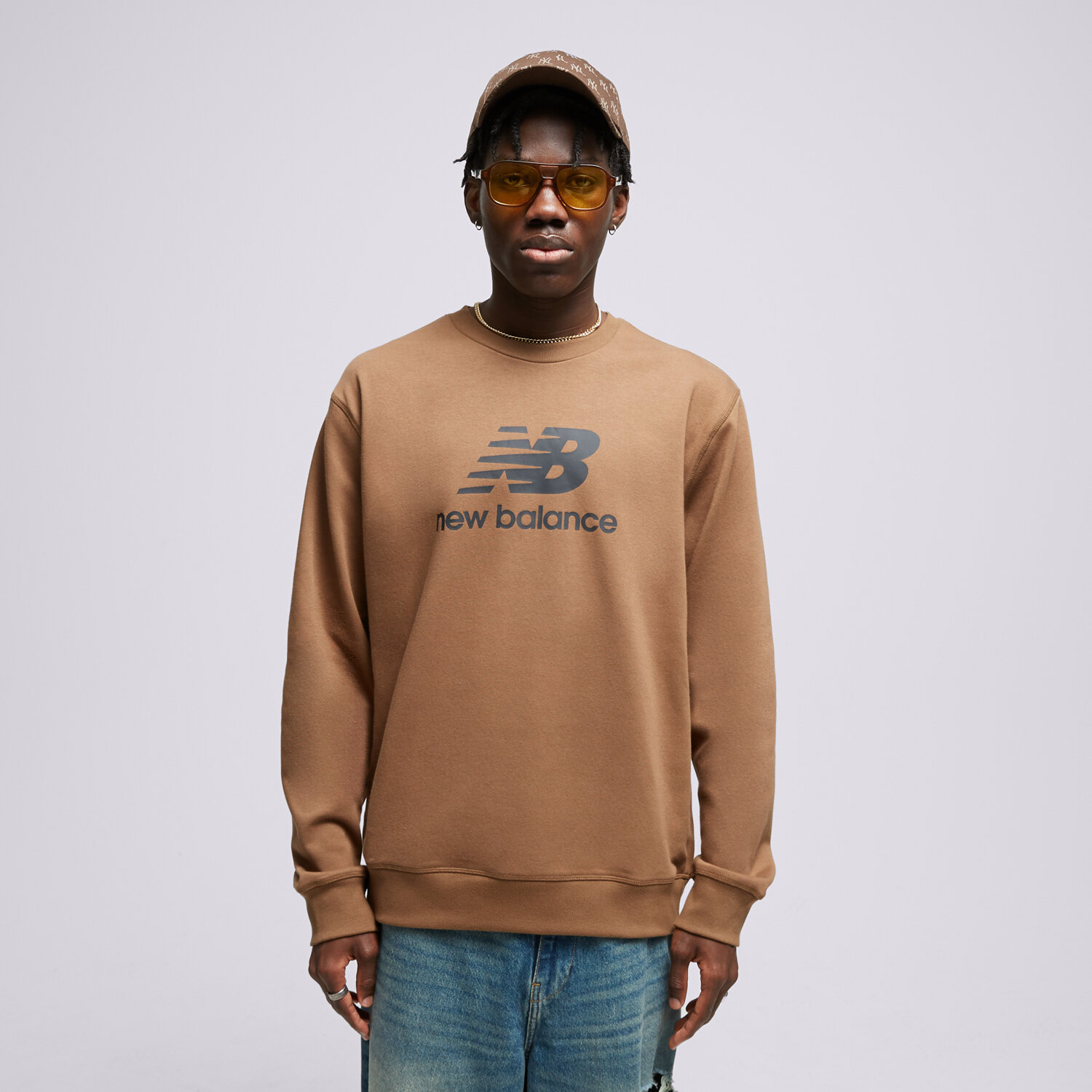 Muške dukserice NEW BALANCE VESTA ESSENTIALS STACKED LOGO MT31538DHE smeđa