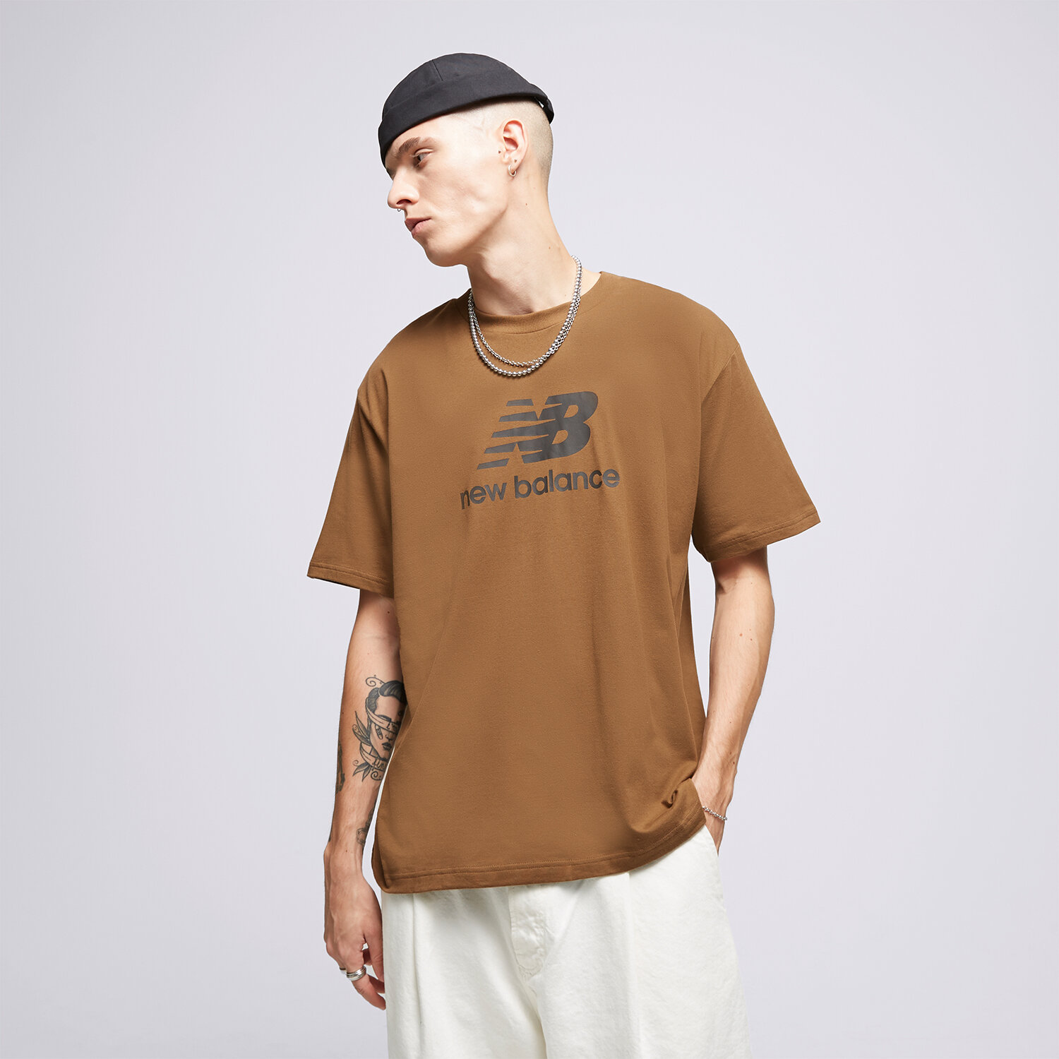 Muške majice NEW BALANCE T-SHIRT S/S ESSENTIALS STACKED MT31541DHE smeđa