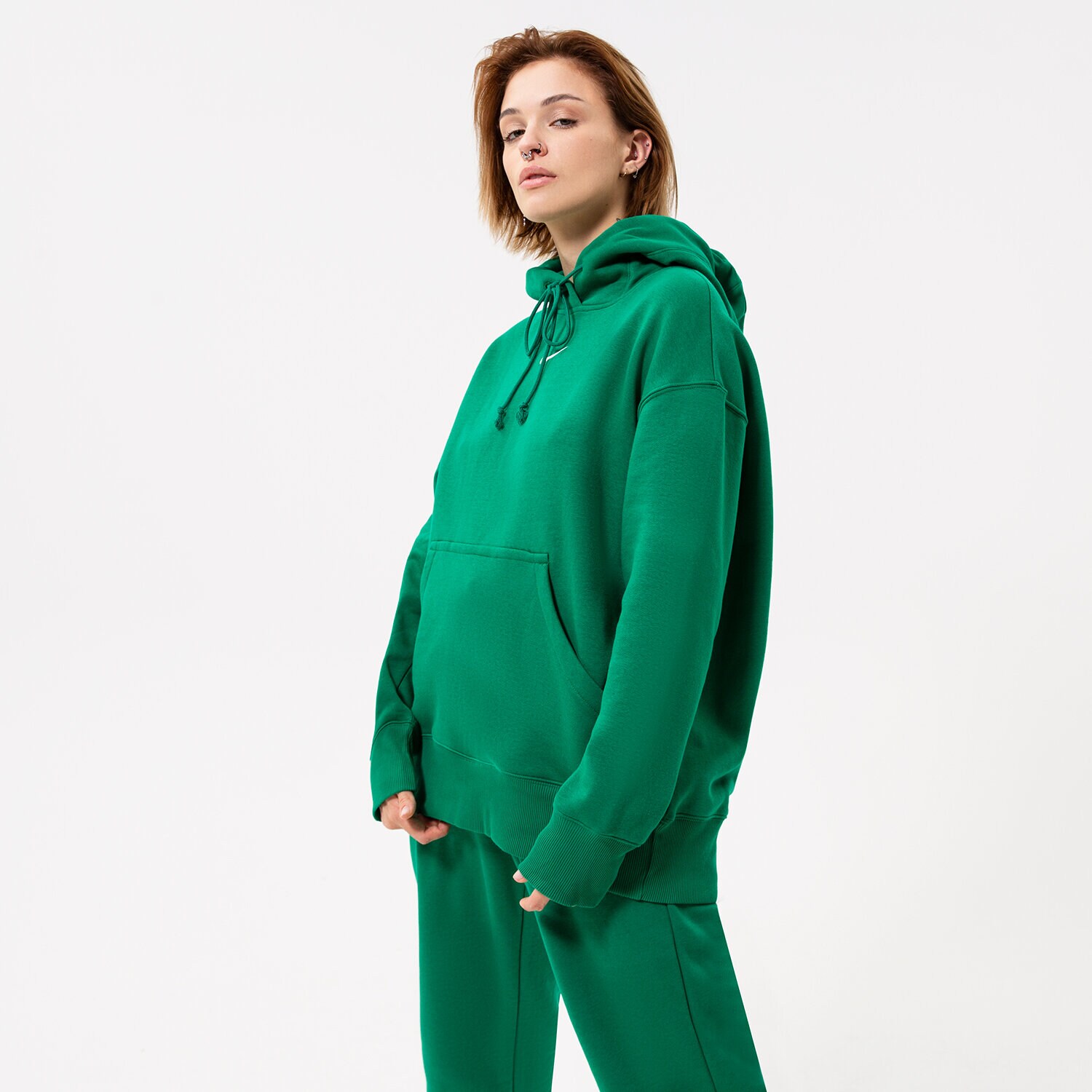 Ženske dukserice NIKE VESTA S KAPULJAČOM W   NSW PHNX FLC OS PO HOODIE DQ5860-365 zelena