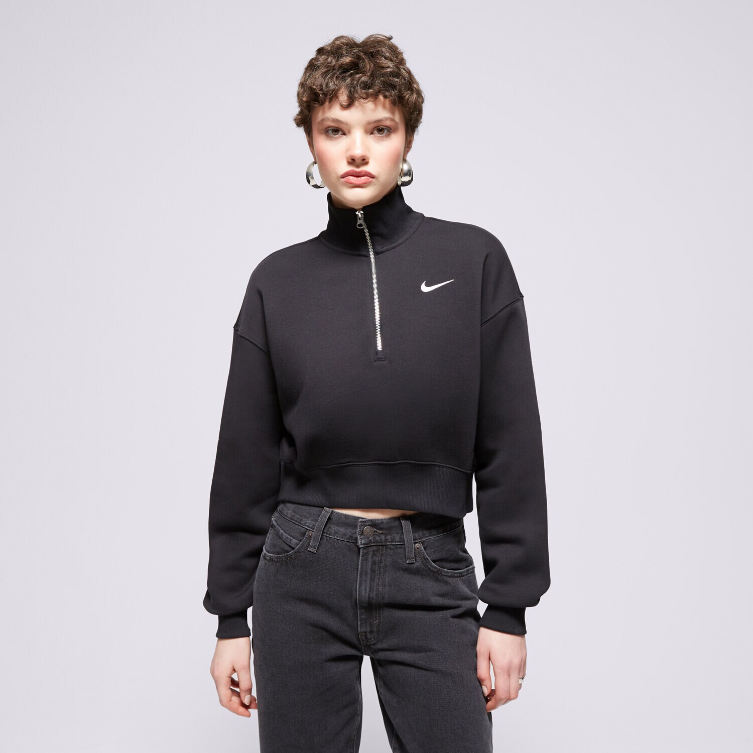 Ženske dukserice NIKE VESTA W NSW PHNX FLC QZ CROP DQ5767-010 crna
