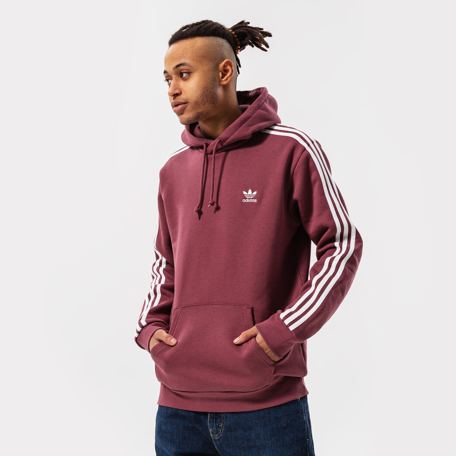 Muške dukserice ADIDAS VESTA S KAPULJAČOM 3-STRIPES HOODY HE9478 bordo