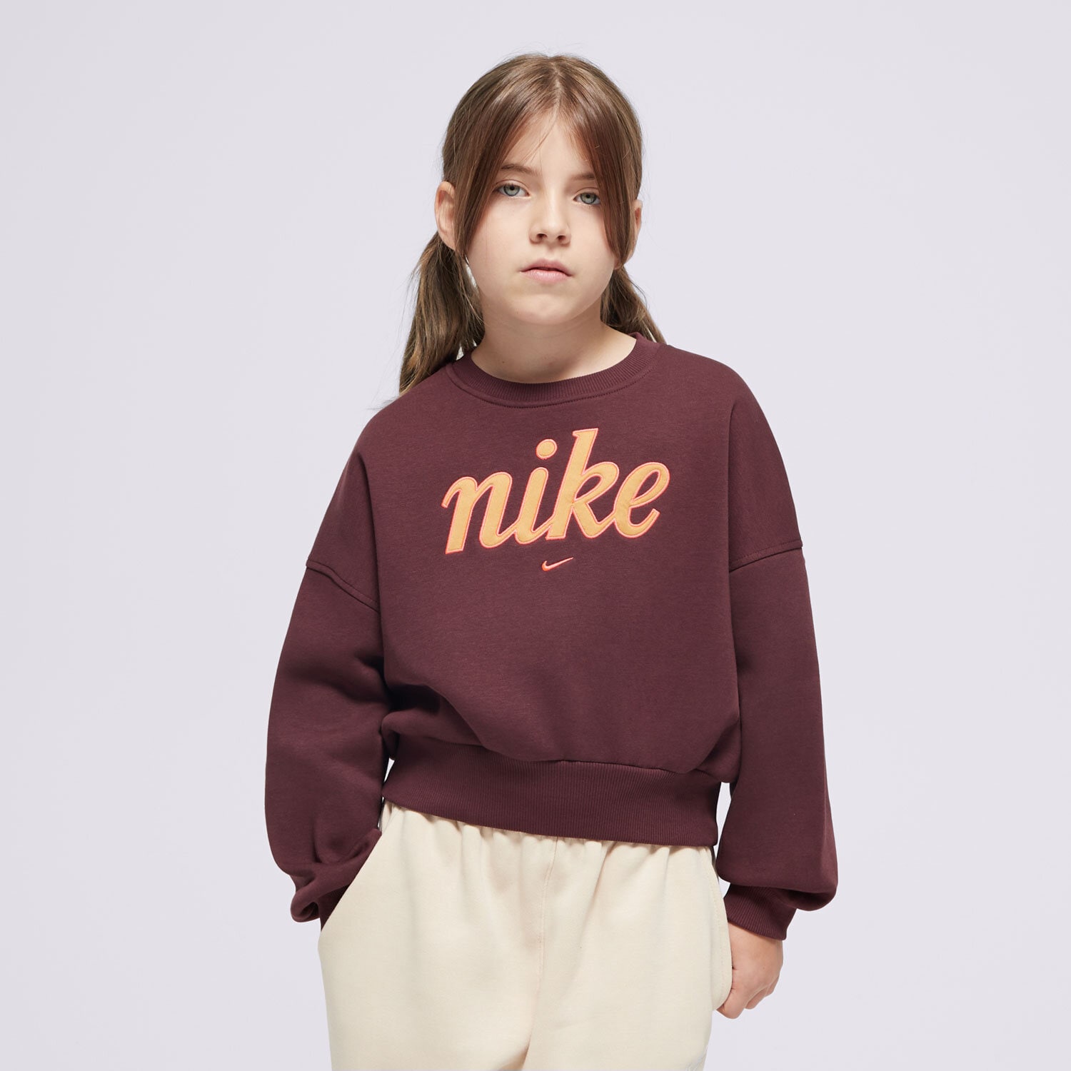 Dječje dukserice NIKE VESTA G NSW CLUB FLC BXY CRW GX STAR GIRL FZ5566-652 smeđa