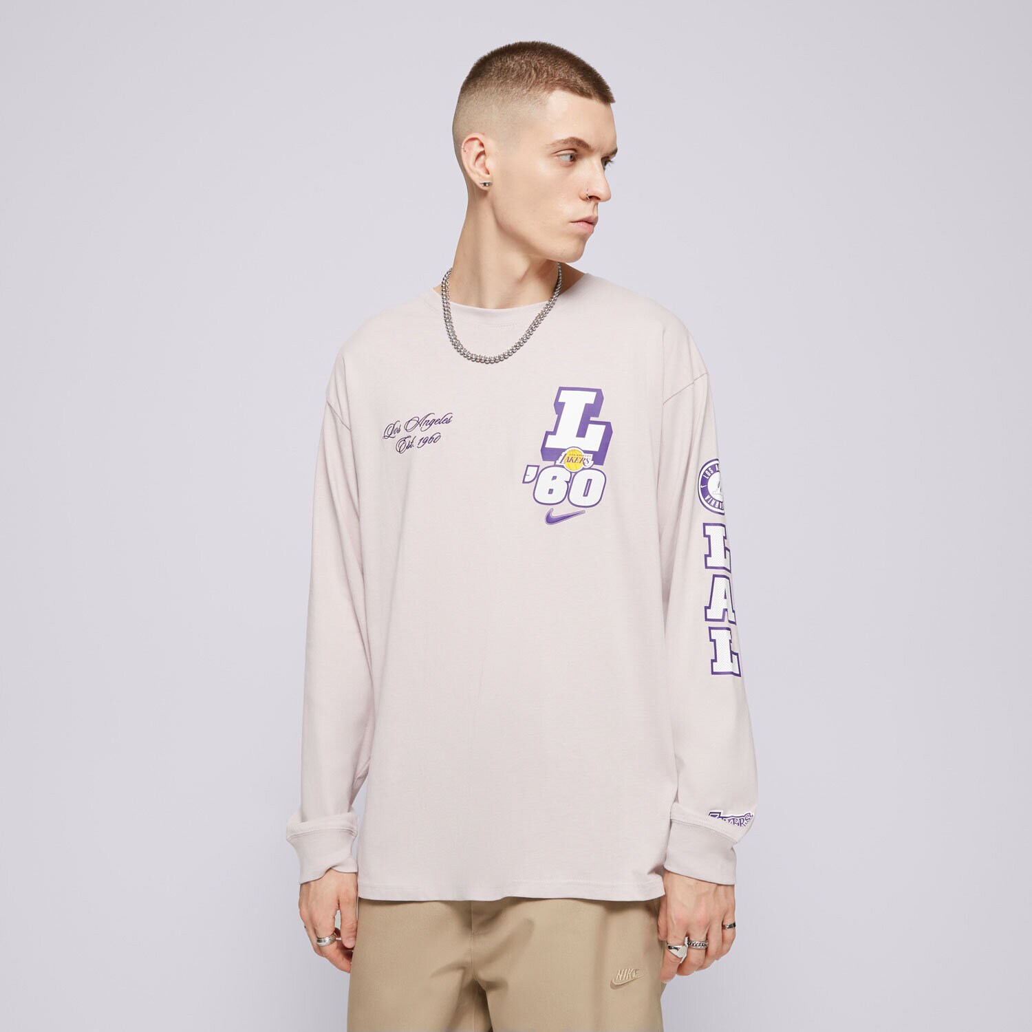 Muške majice NIKE T-SHIRT LAL M NK CTS OGC VSY LS TEE NBA HF0917-019 ljubičasta