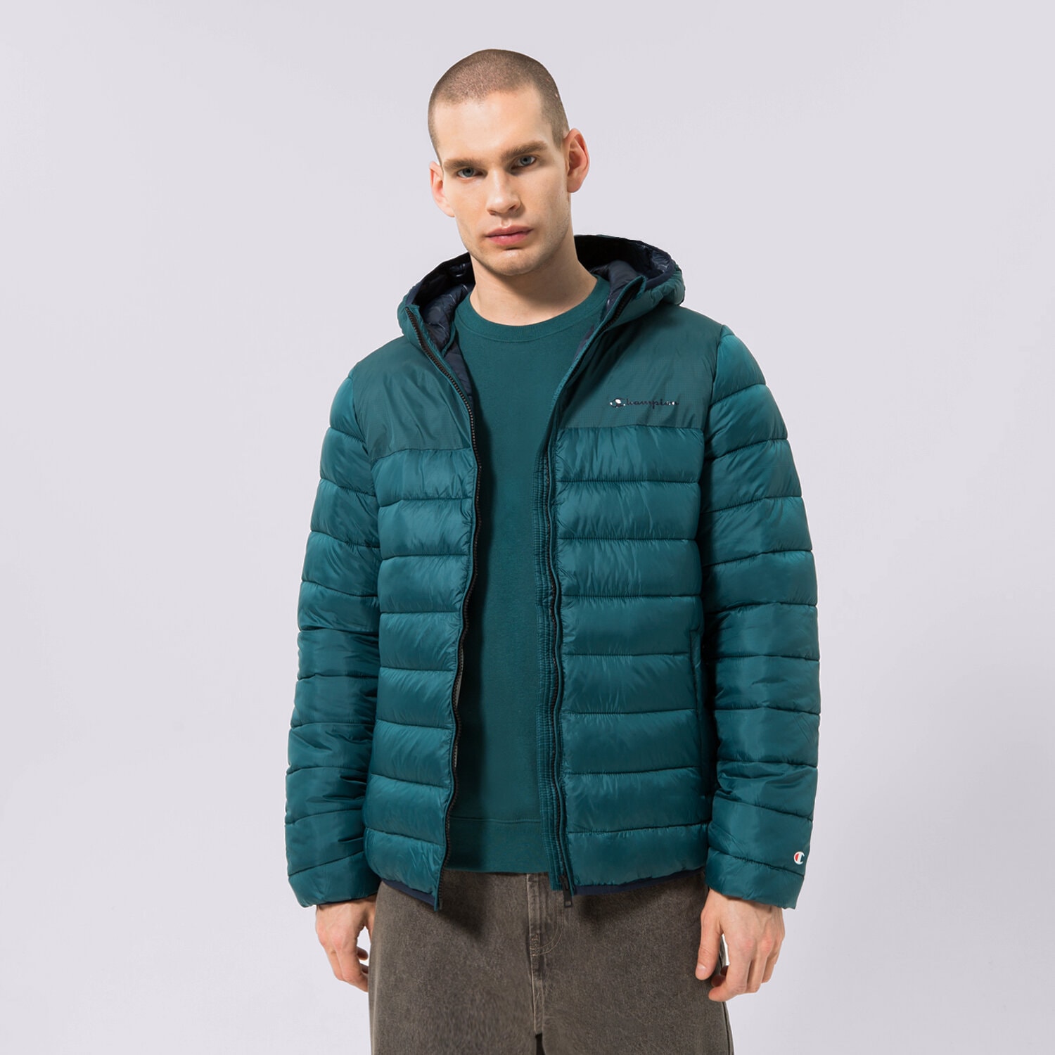Muške zimske jakne CHAMPION JAKNA ZIMSKA HOODED JACKET 218073GS549 zelena