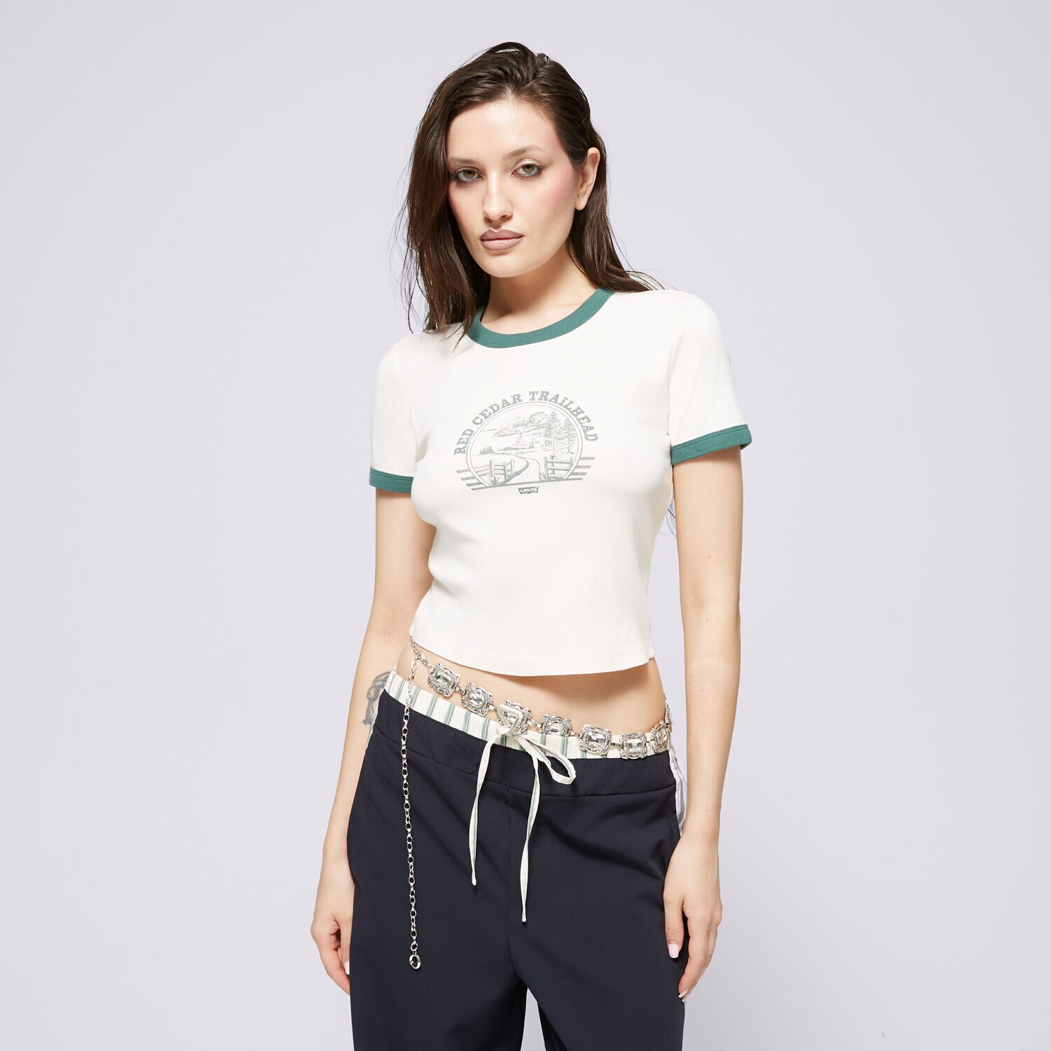 Ženske majice LEVI'S T-SHIRT GRAPHIC MINI RINGER NEUTRALS A3523-0088 bijela