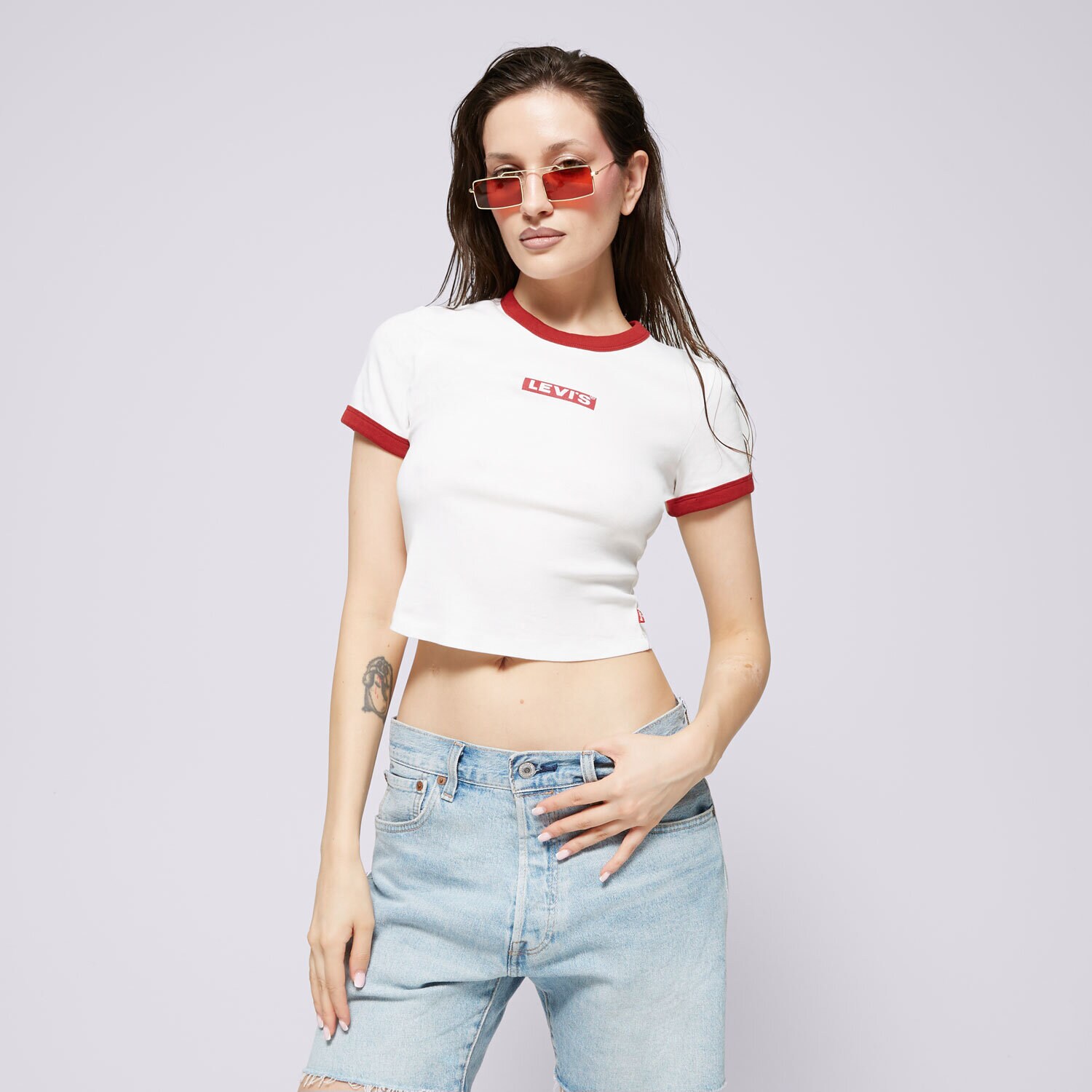 Ženske majice LEVI'S T-SHIRT GRAPHIC MINI RINGER NEUTRALS A3523-0098 bijela