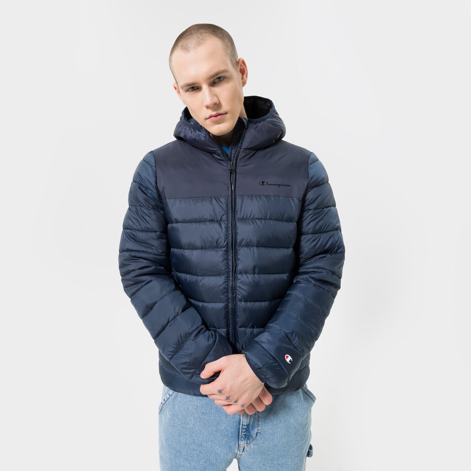 Muške zimske jakne CHAMPION JAKNA ZIMSKA HOODED JACKET 218073BS501 tamno plava
