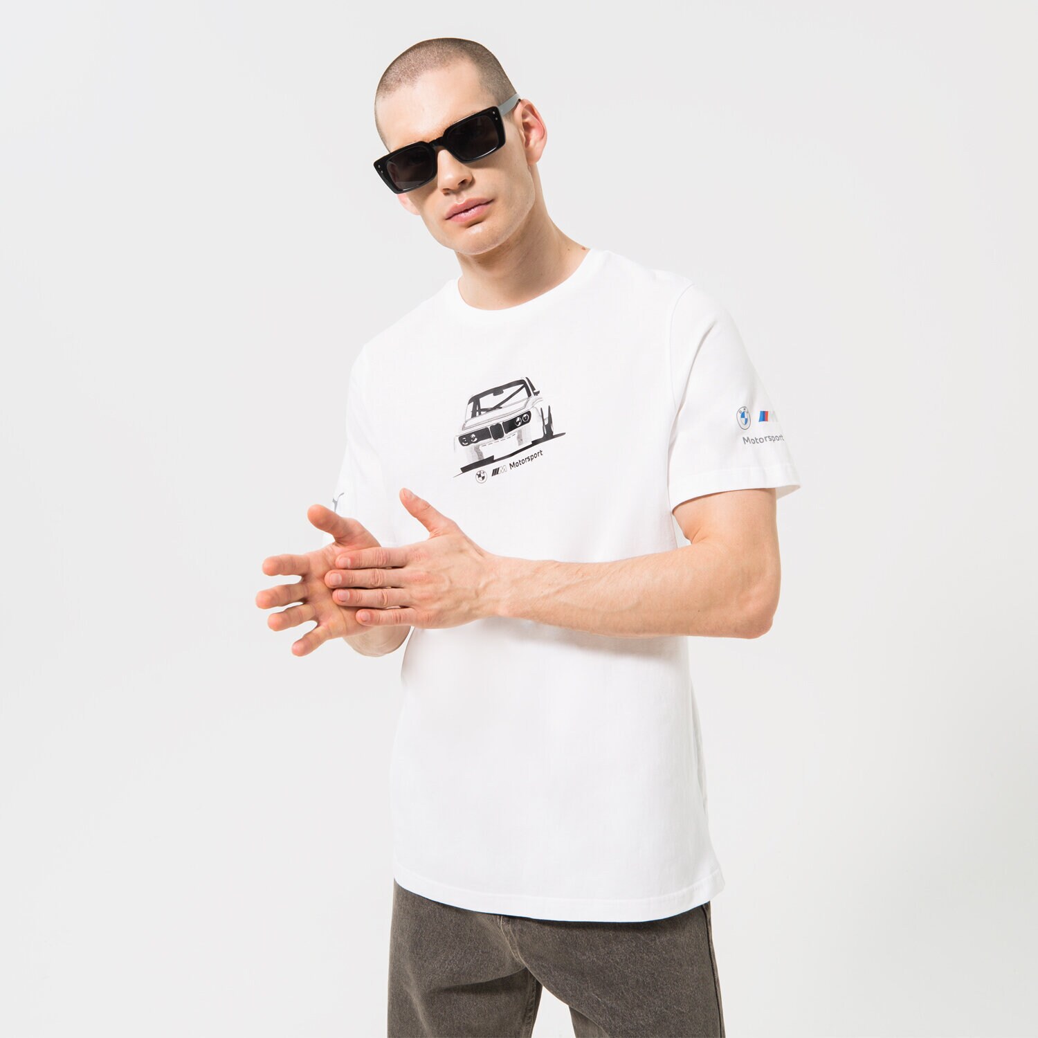 Muške majice PUMA T-SHIRT PUMA BMW MMS ESS CAR GRAPHIC TEE 535886-02 bijela