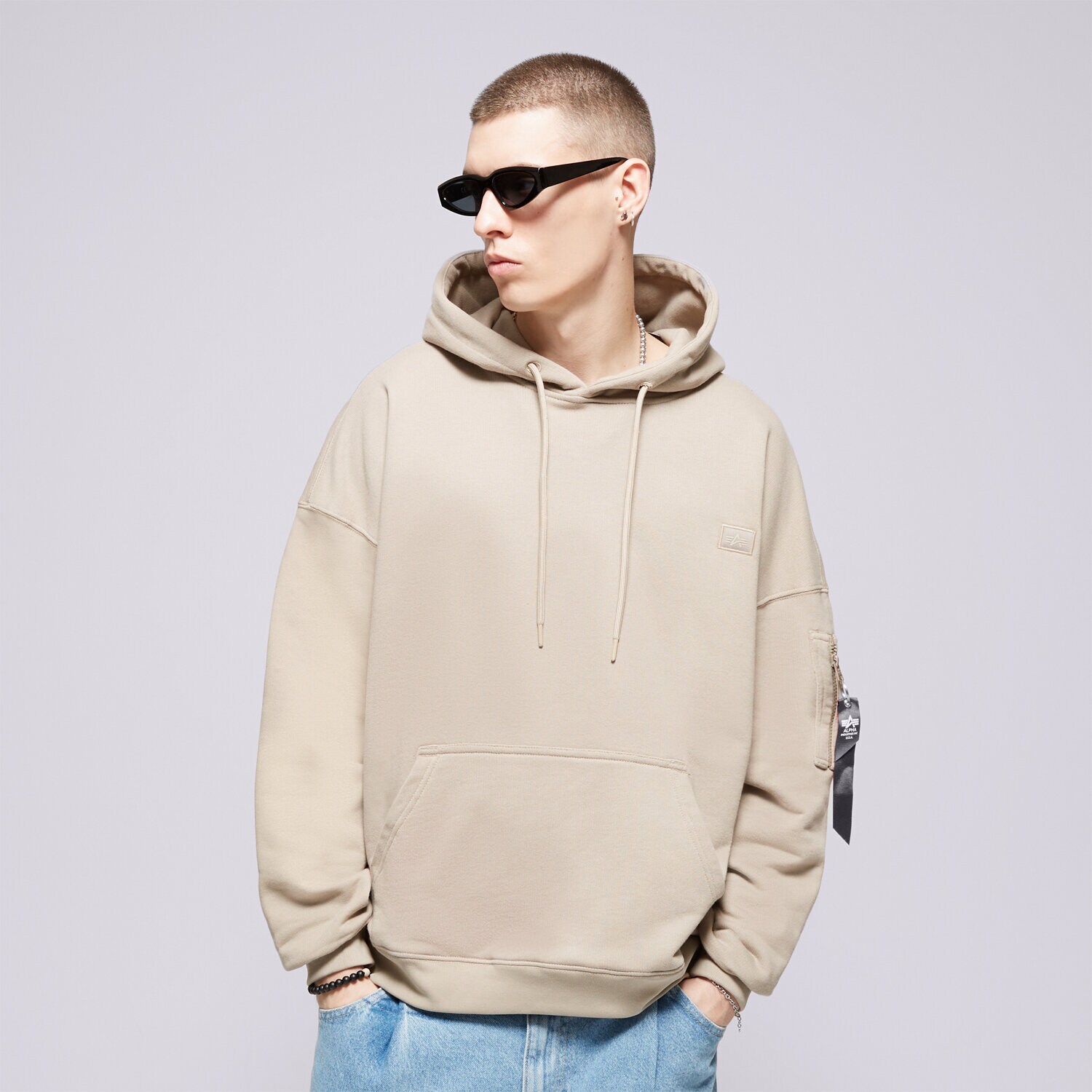 Muške dukserice ALPHA INDUSTRIES VESTA S KAPULJAČOM   ALPHA ESSENTIALS RL HO 146335679 bež