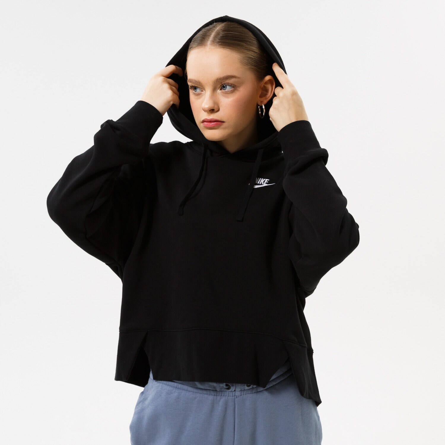 Ženske dukserice NIKE VESTA S KAPULJAČOM W NSW CLUB FLC HOODIE SSNL DV5645-010 crna