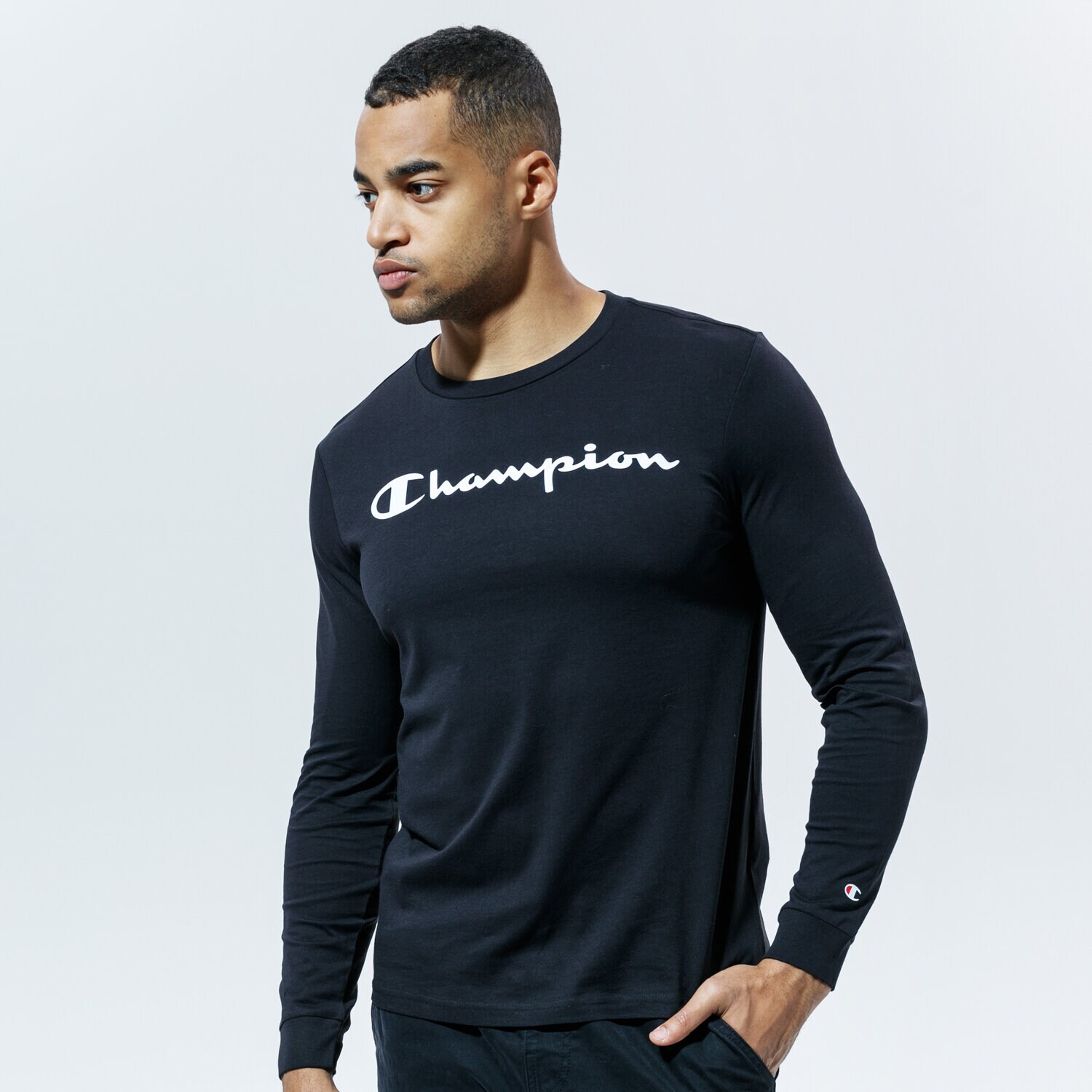 Muške majice CHAMPION T-SHIRT CREWNECK LONG SLEEVE T-SHIRT 214748KK001 crna