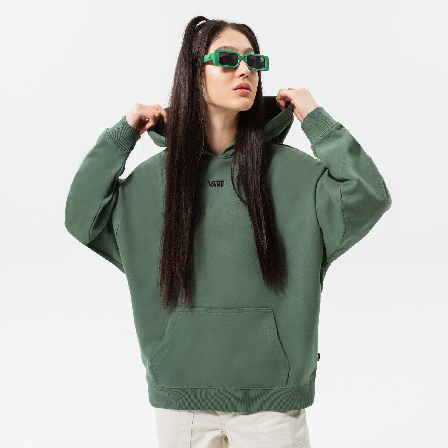 Ženske dukserice VANS VESTA S KAPULJAČOM FLYING V OS FT LS HOODIE VN0A7RMDYQW zelena