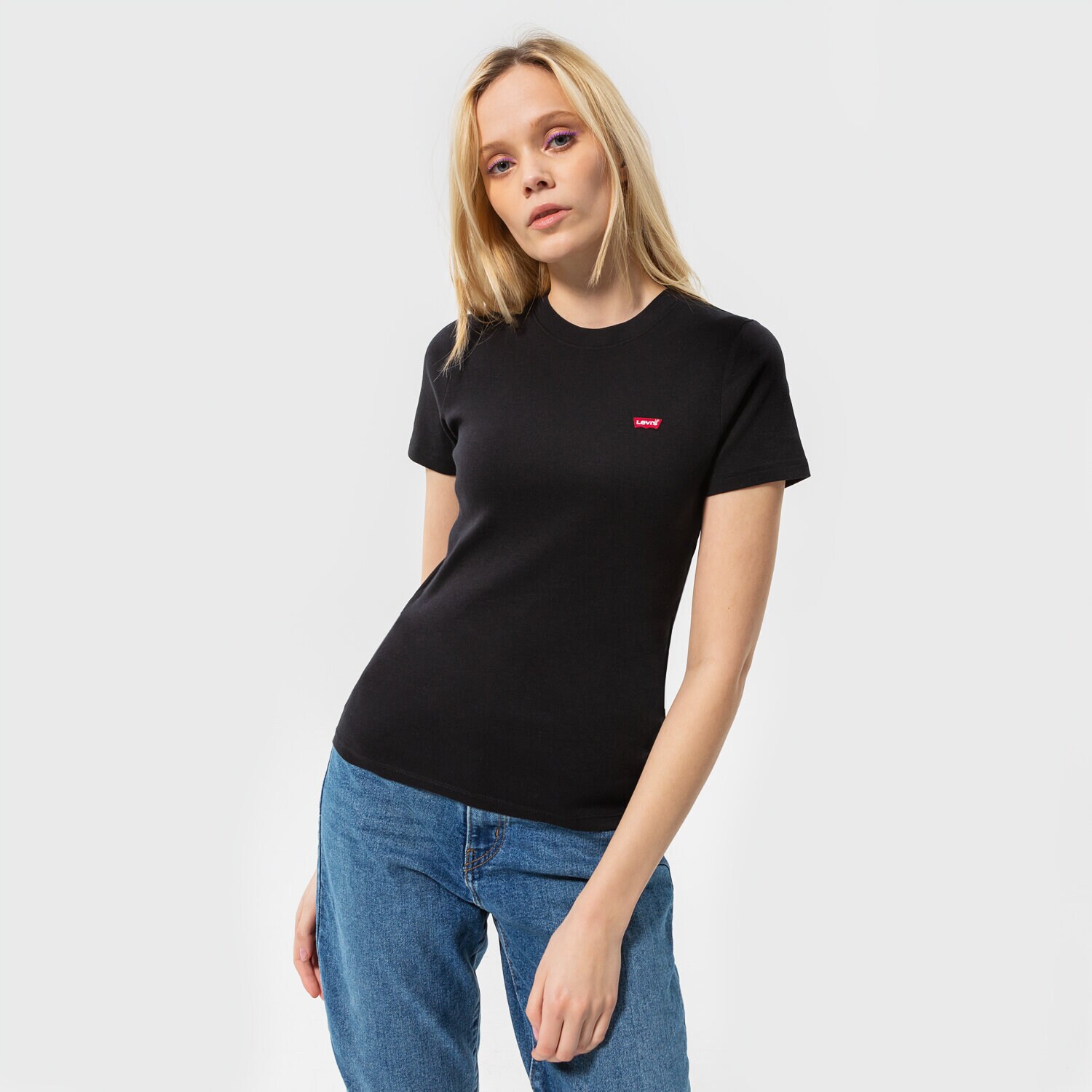 Ženske majice LEVI'S T-SHIRT SS RIB BABY TEE 37697-0001 crna