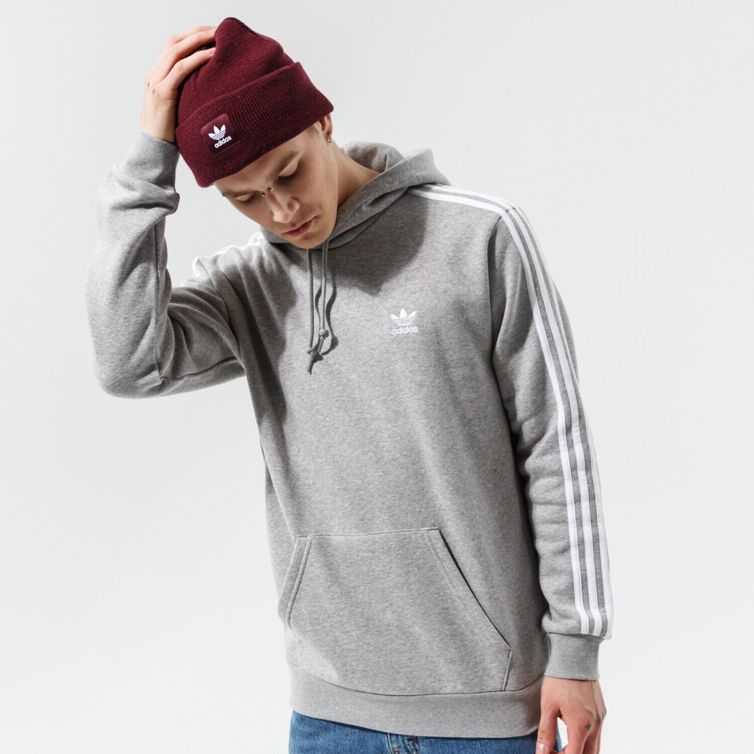 Muške dukserice ADIDAS VESTA S KAPULJAČOM 3-STRIPES HOODY H06675 siva
