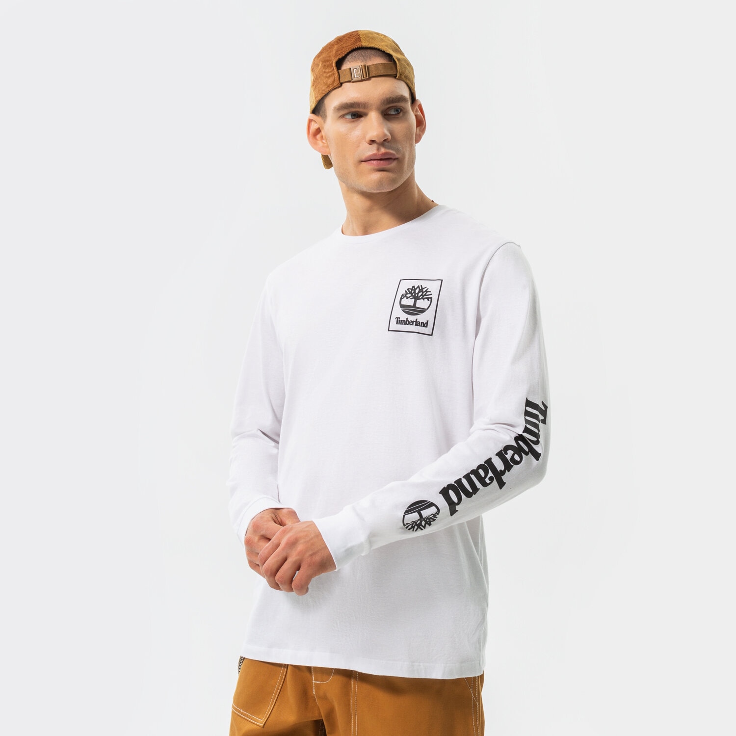 Muške majice TIMBERLAND T-SHIRT LS NEW STACK LOGO WHITE/BLACK TB0A64H5P541 bijela