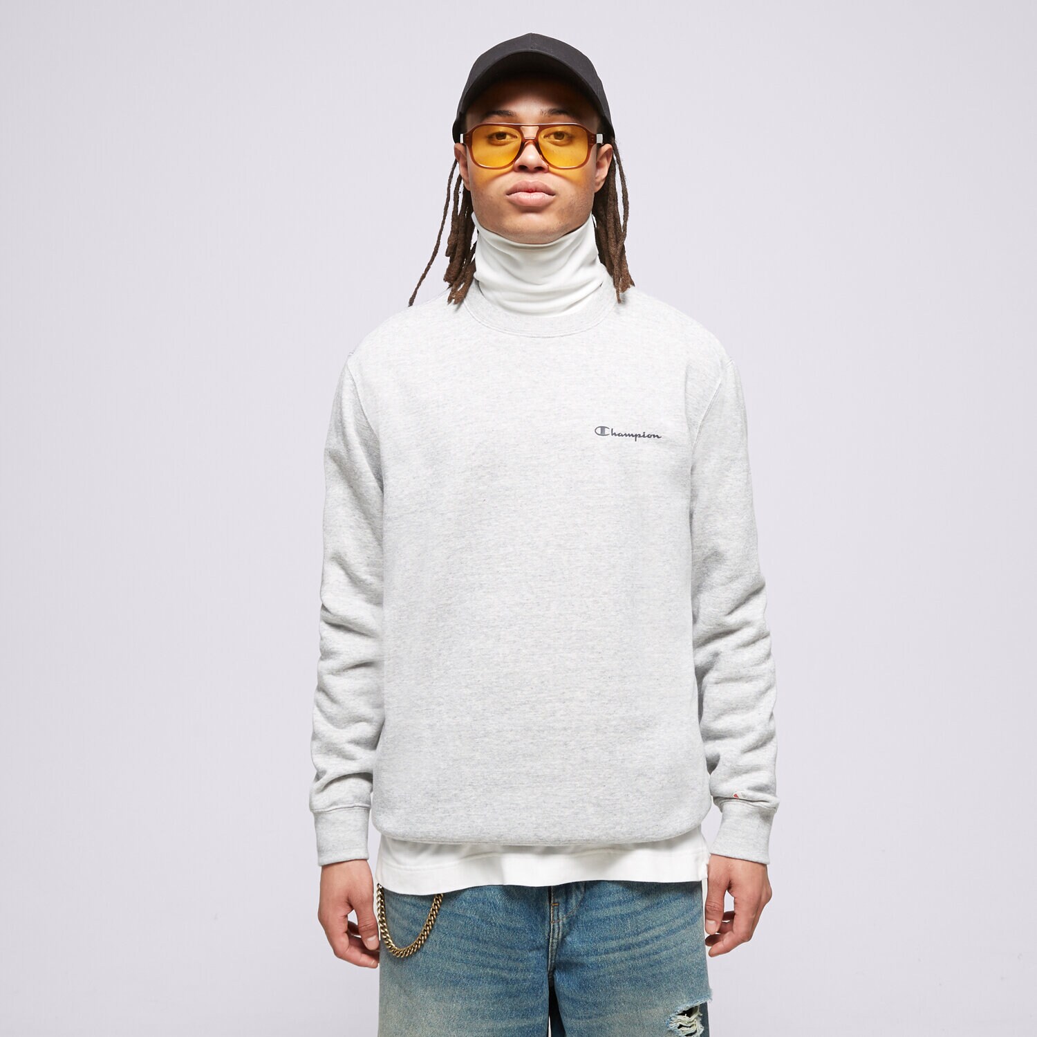 Muške dukserice CHAMPION VESTA CREWNECK SWEATSHIRT 218288EM021 siva