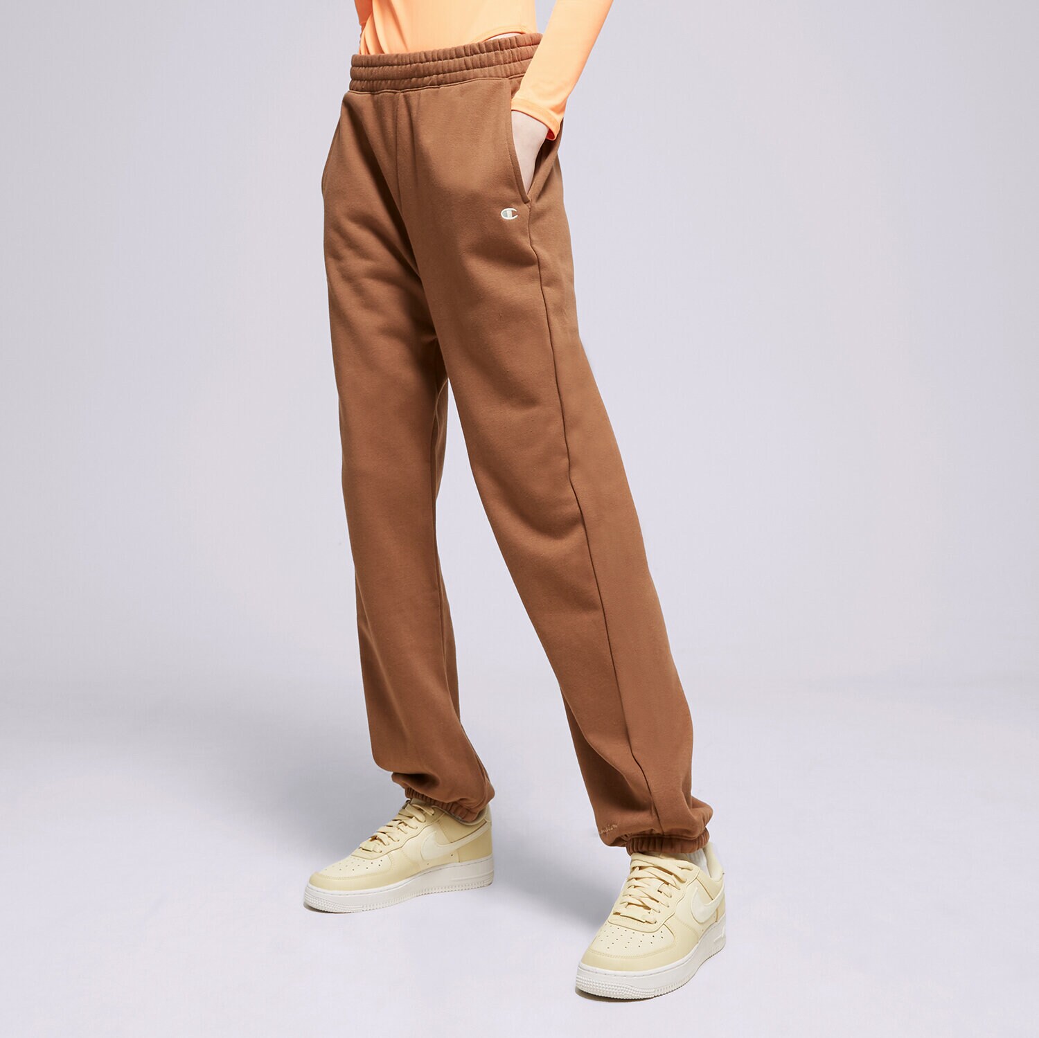 Ženske hlače CHAMPION HLAČE ELASTIC CUFF PANTS 116219MS519 smeđa