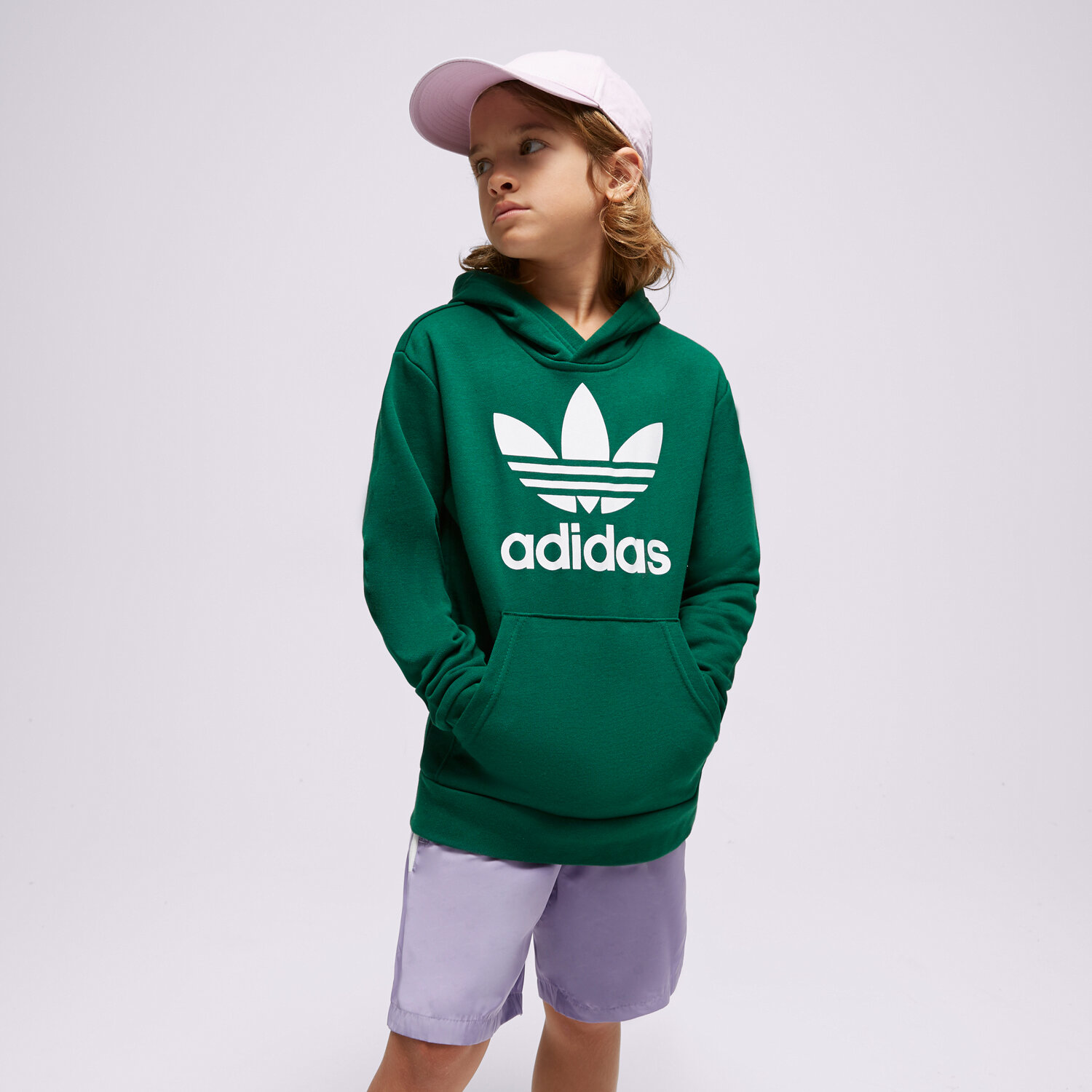 Dječje dukserice ADIDAS VESTA S KAPULJAČOM TREFOIL HOODIE BOY IB9984 zelena