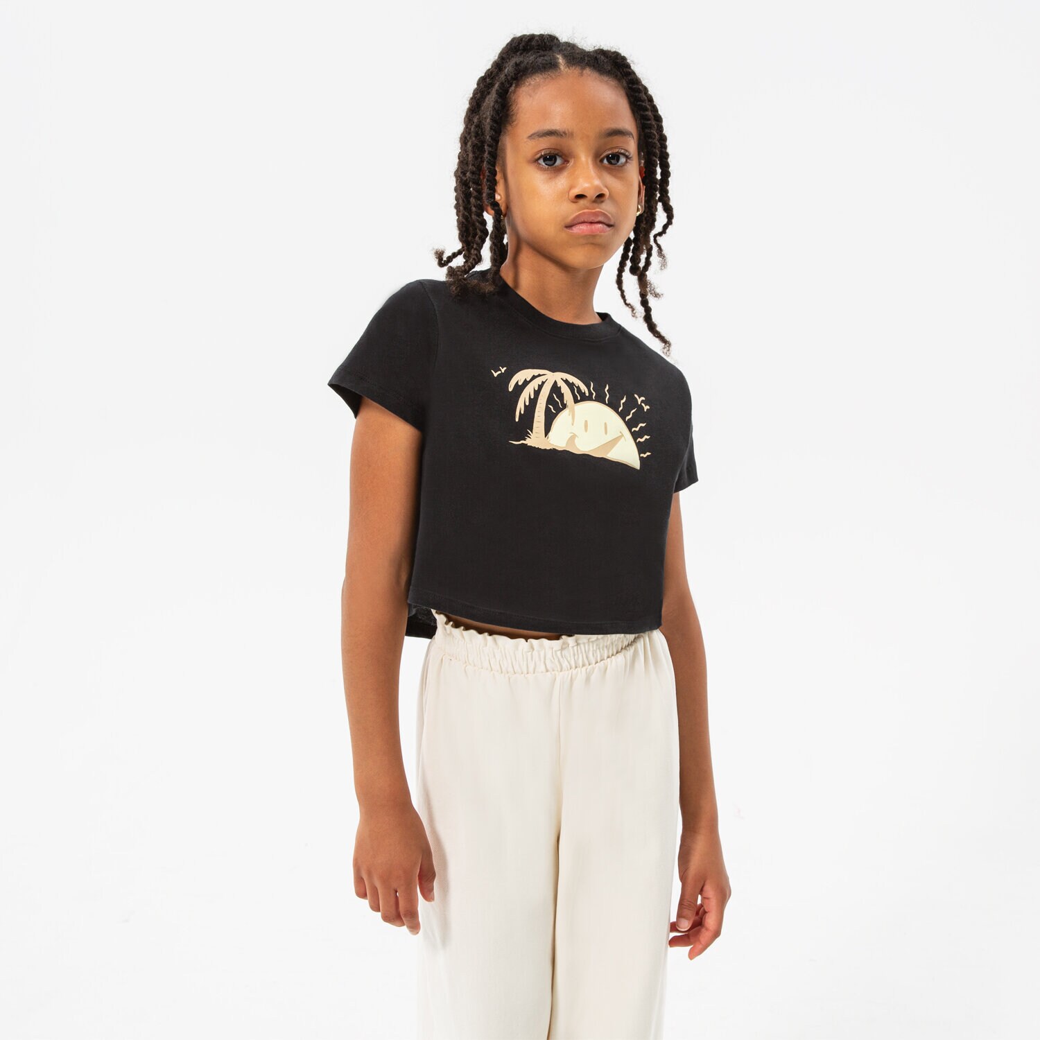 Dječje majice NIKE T-SHIRT G NSW TEE SUN SWOOSH CROP GIRL DQ4376-010 crna