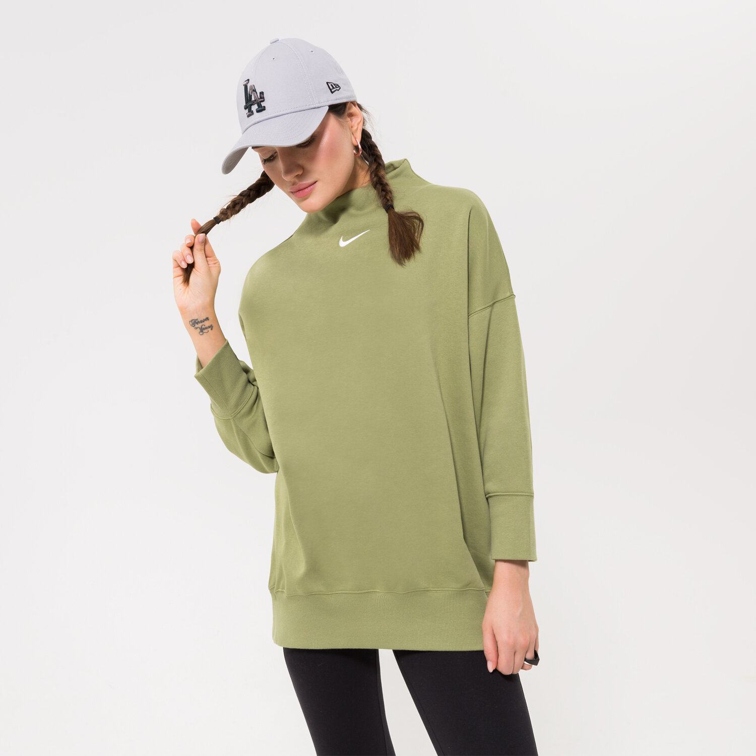 Ženske dukserice NIKE VESTA W NSW PHNX FLC OOS MOCK DQ5765-334 zelena