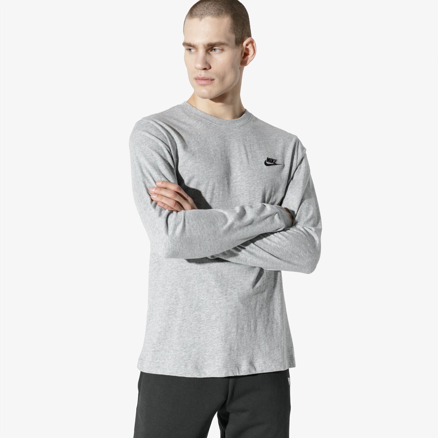 Muške majice NIKE T-SHIRT NSW CLUB LONG-SLEEVE TEE AR5193-063 siva