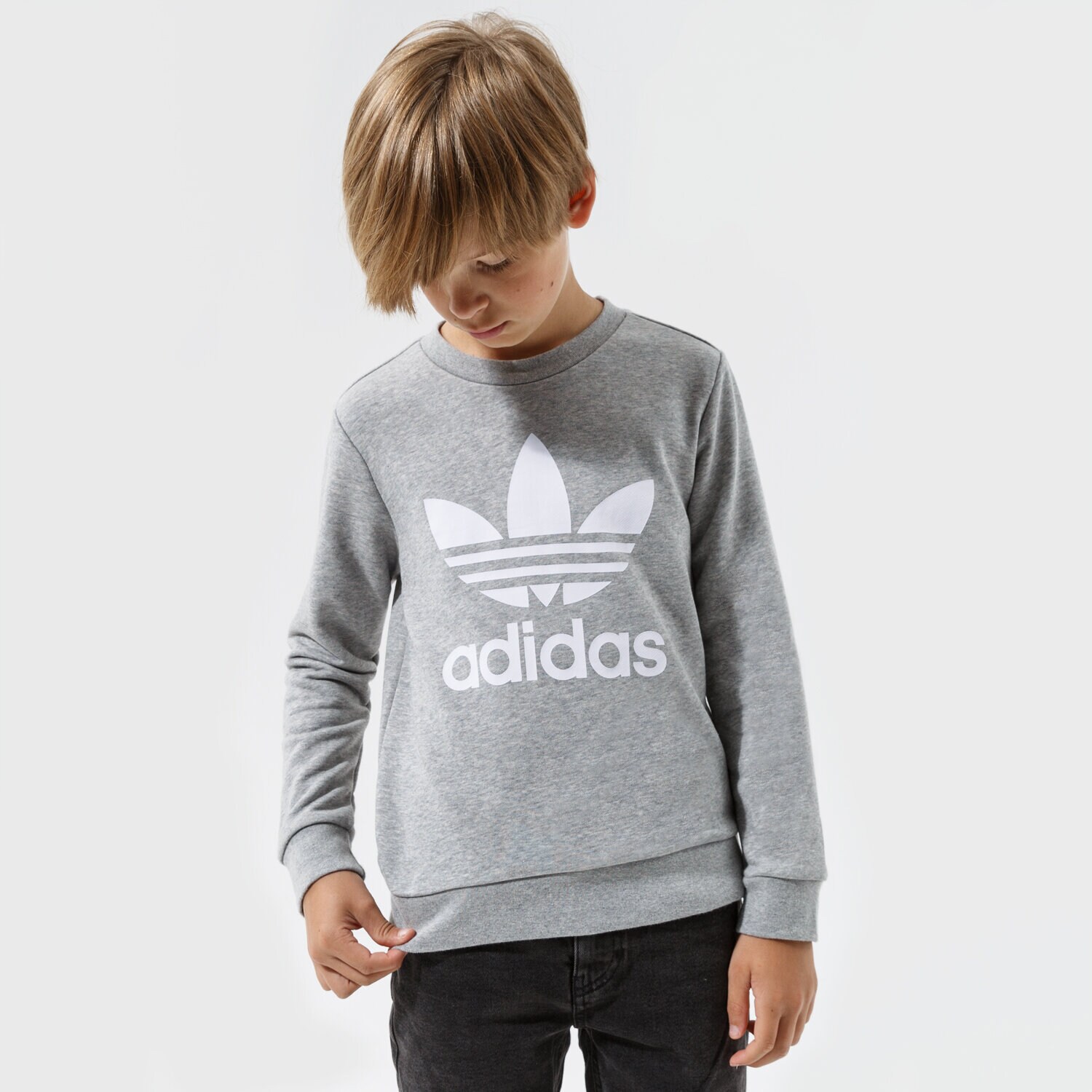Dječje dukserice ADIDAS VESTA TREFOIL CREW BOY GD2709 siva