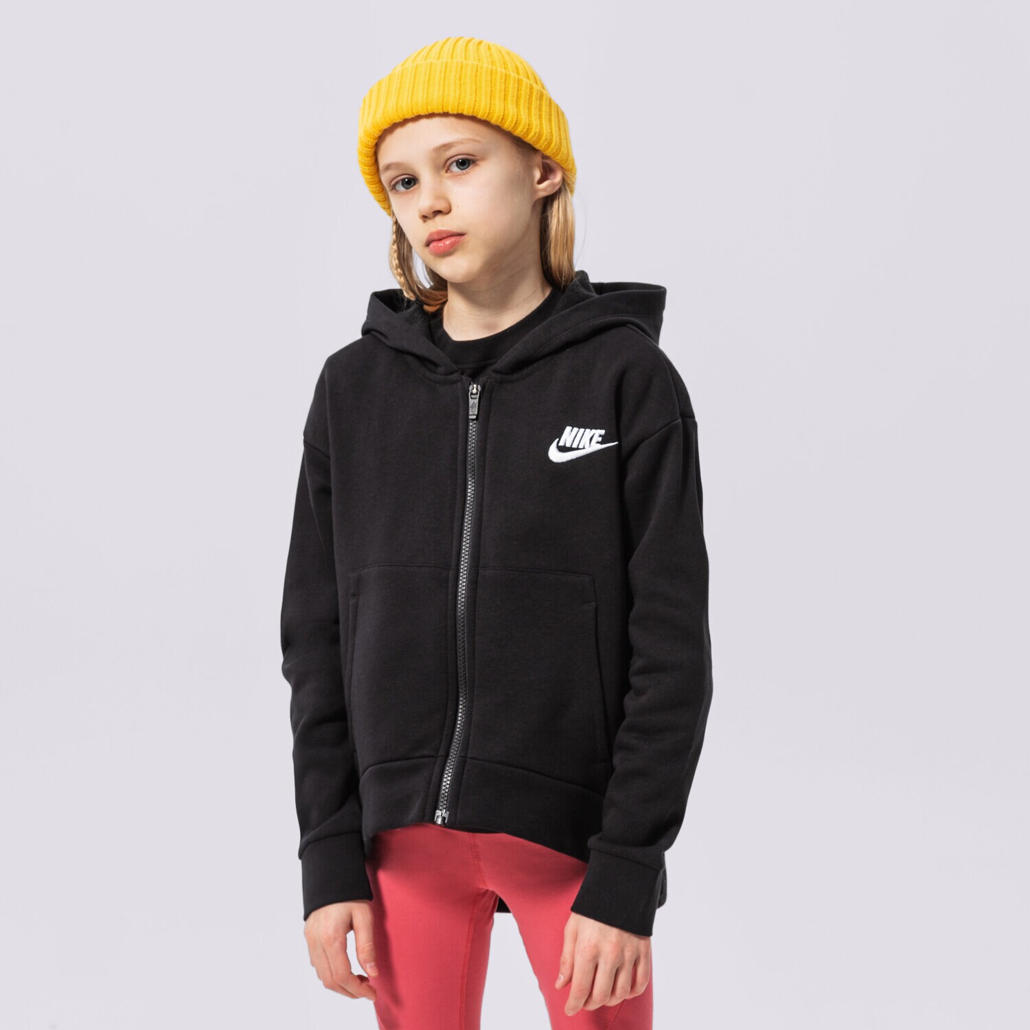 Dječje dukserice NIKE VESTA RASKOPČANA S KAPULJAČOM NIKE CLB FLC GIRL DC7118-010 crna