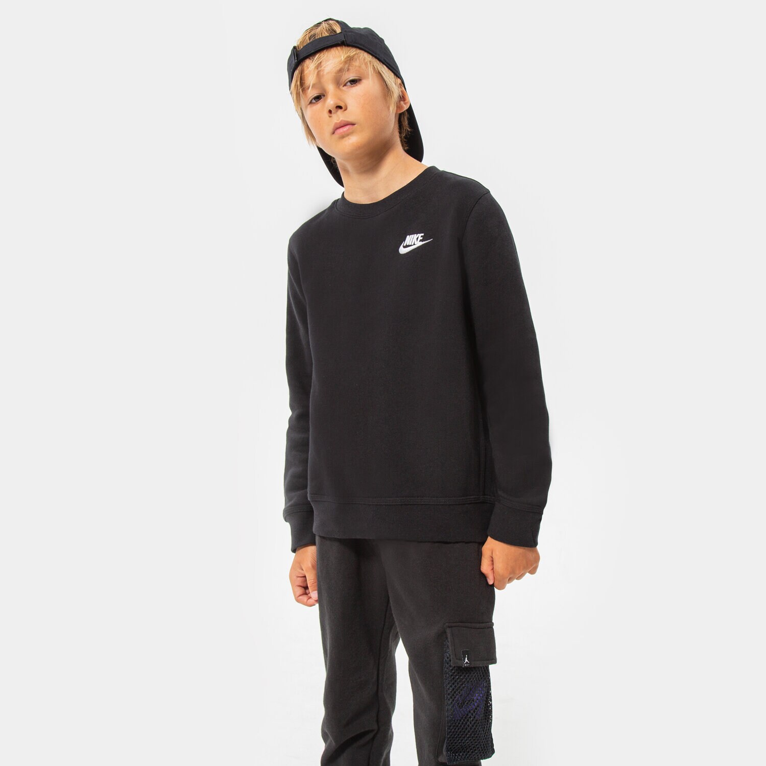 Dječje dukserice NIKE VESTA B NSW CLUB CREW BB BOY DV1234-010 crna