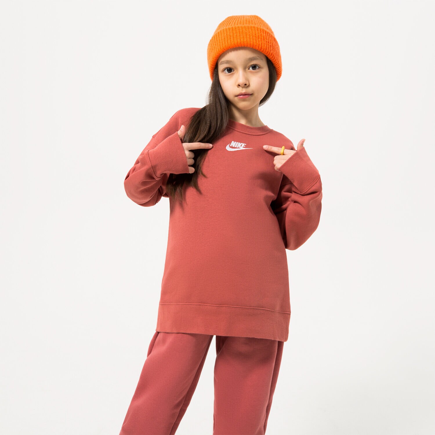 Dječje dukserice NIKE VESTA SPORTSWEAR CLUB FLEECE CREW GIRL DD7473-691 ružičasta